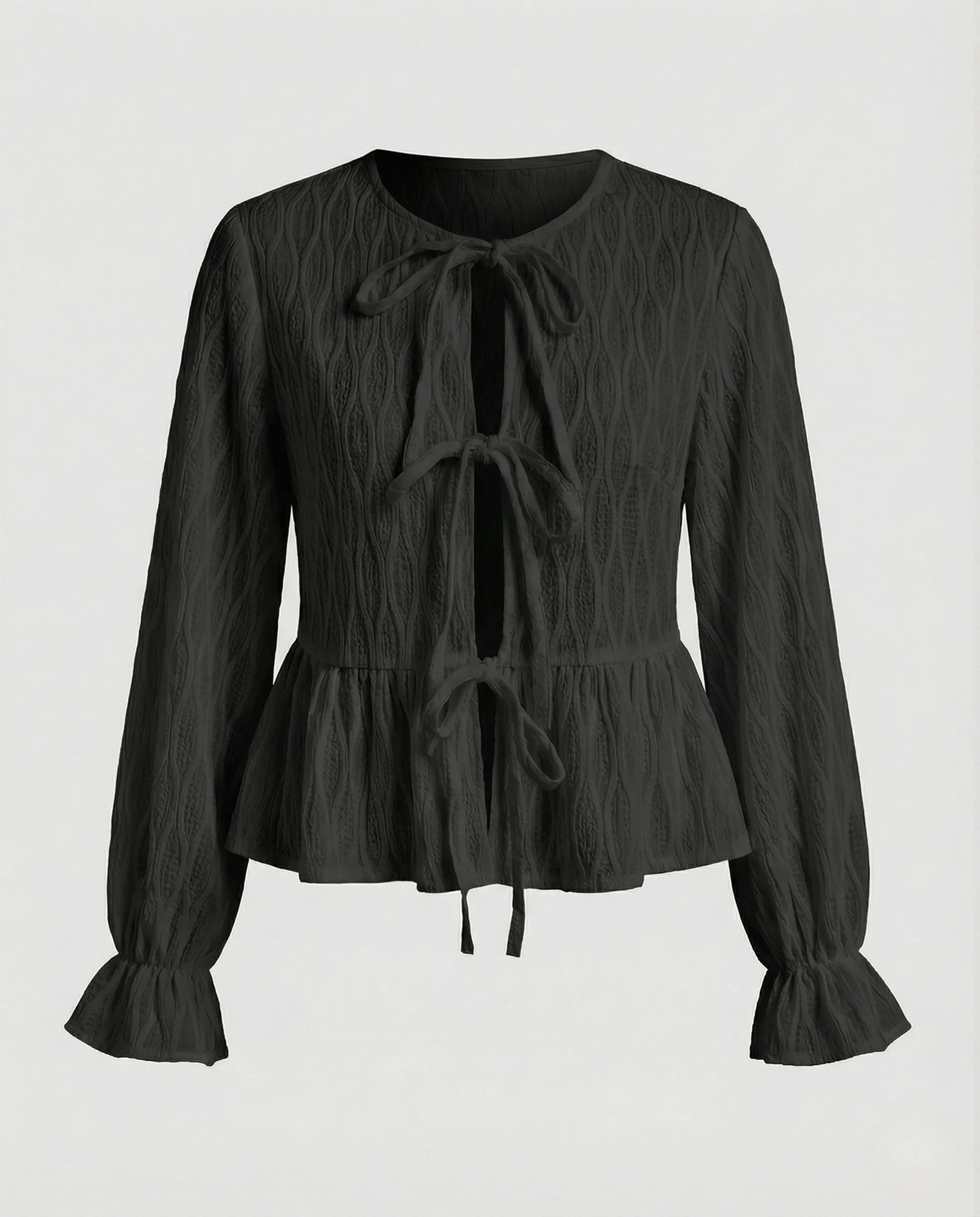 Bluse Damen Bindebluse Peplum - Image 6