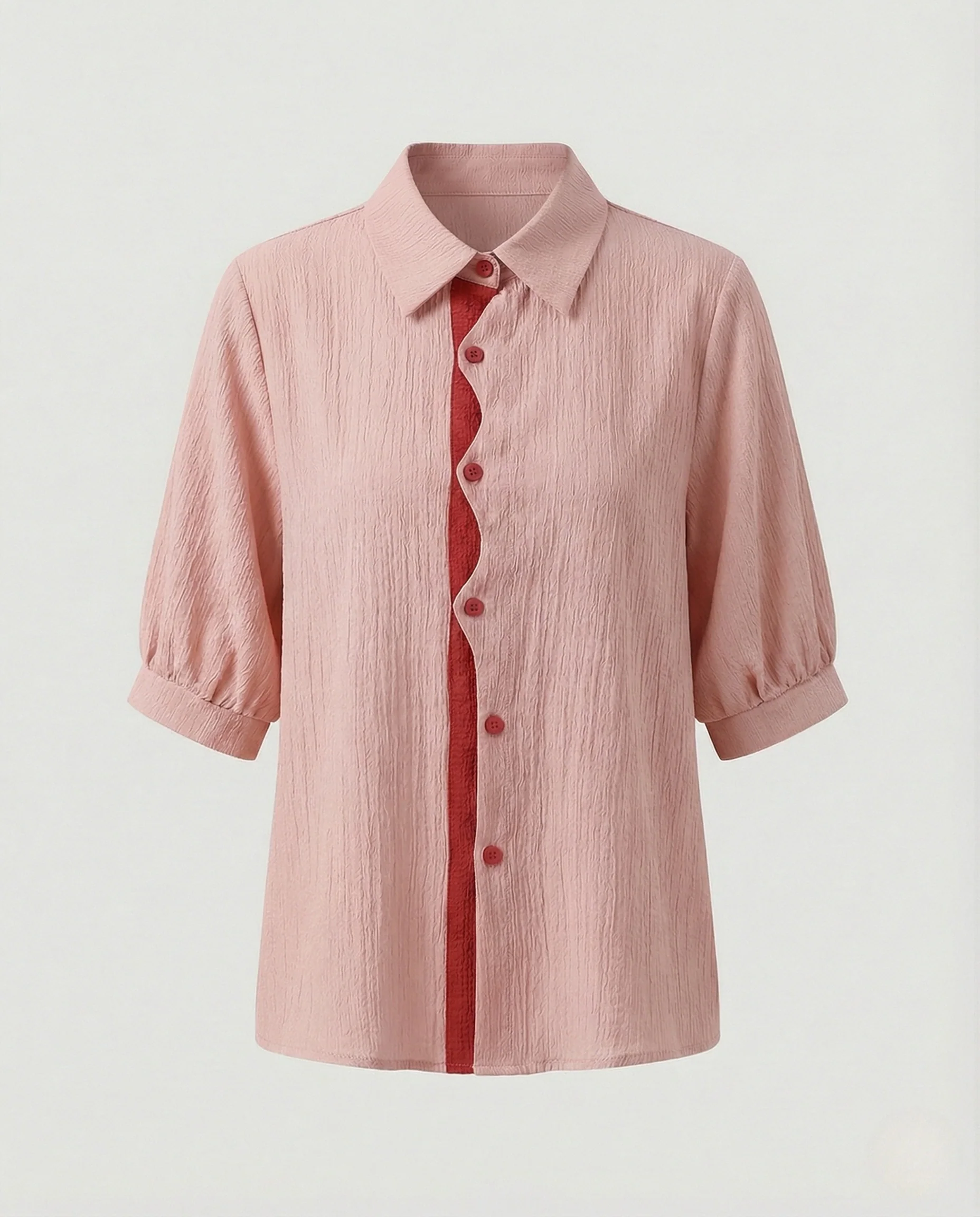 Damen Strukturierte Bluse mit Puffärmeln - Image 5