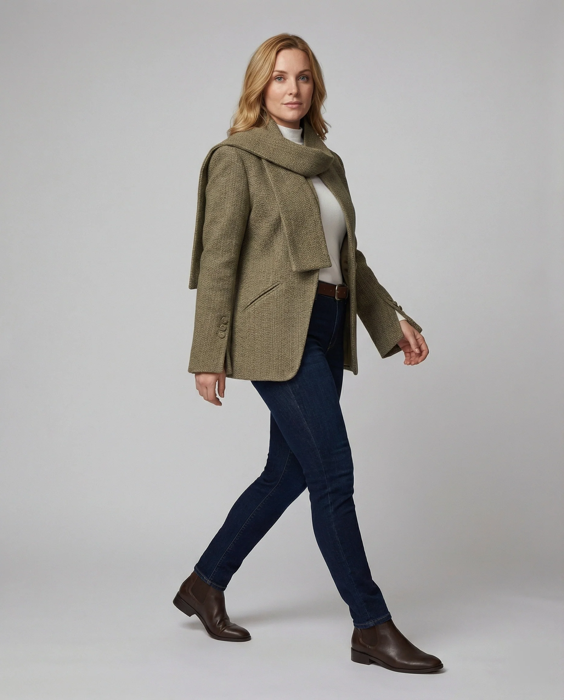 Strukturierter Strickblazer mit Schluppe und tailliertem Schnitt Heidi-Mode - Image 3