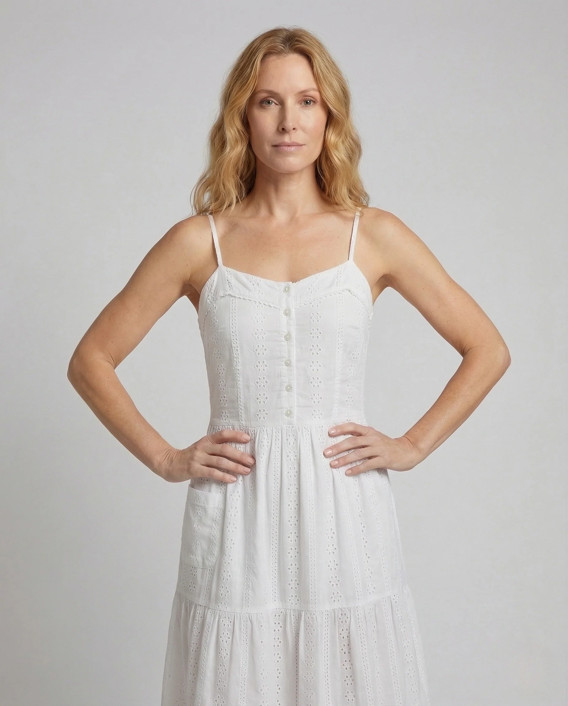 Damen Spitzen Stufenkleid mit Spaghettiträgern - Image 2