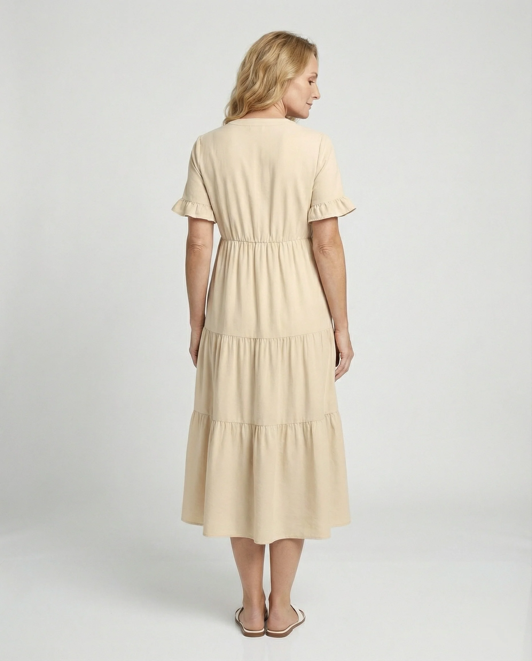 Damen Midikleid Stufen mit Volant - Image 2