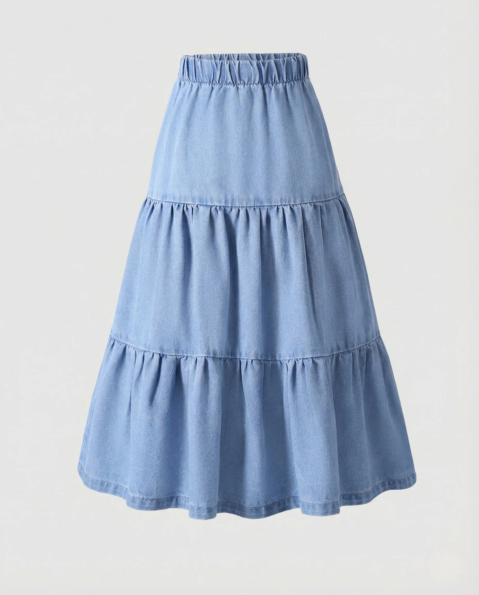 Midirock Denim Gestuft Damen - Image 5