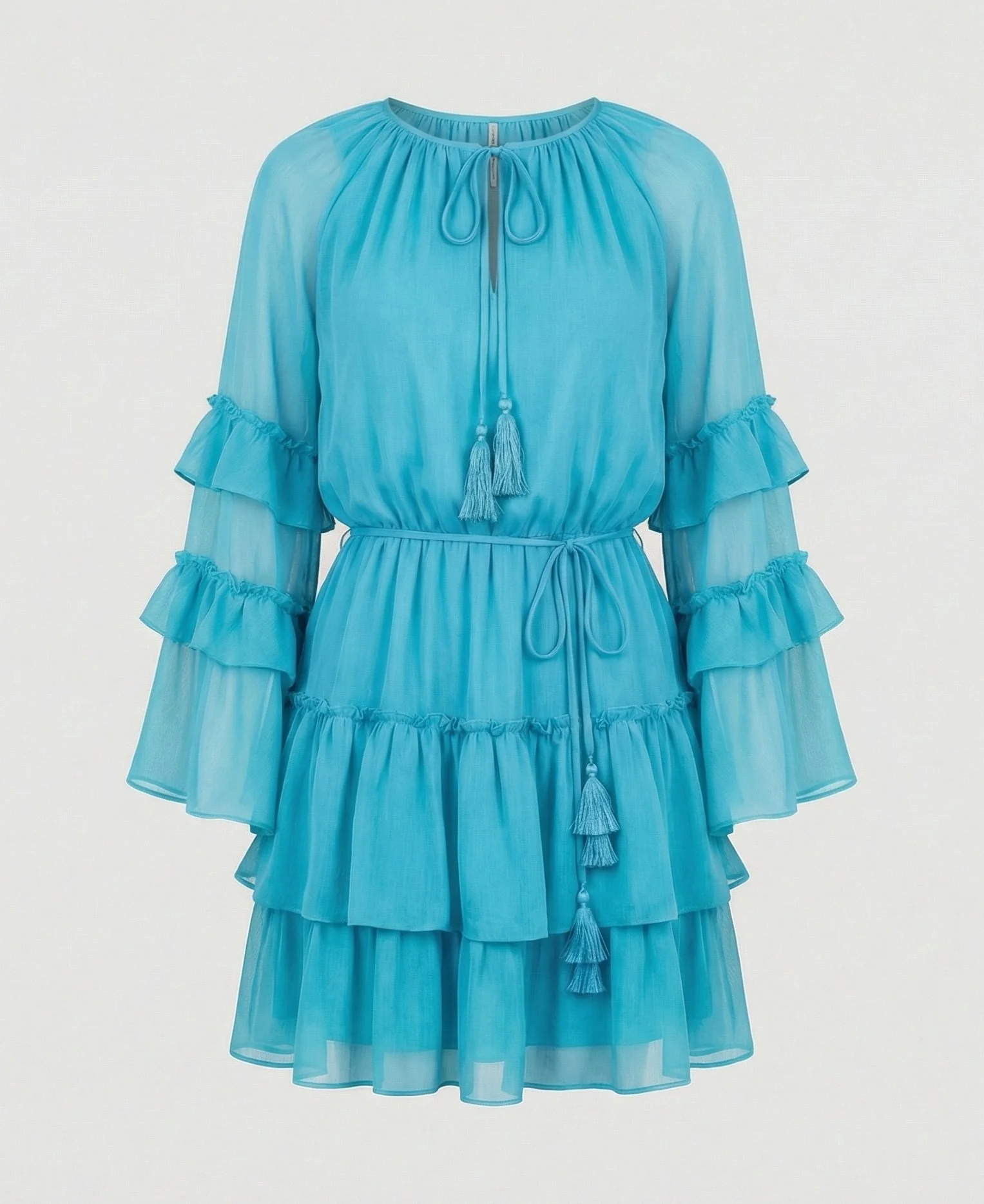 Freizeitkleid Damen Chiffon Volantkleid - Image 6
