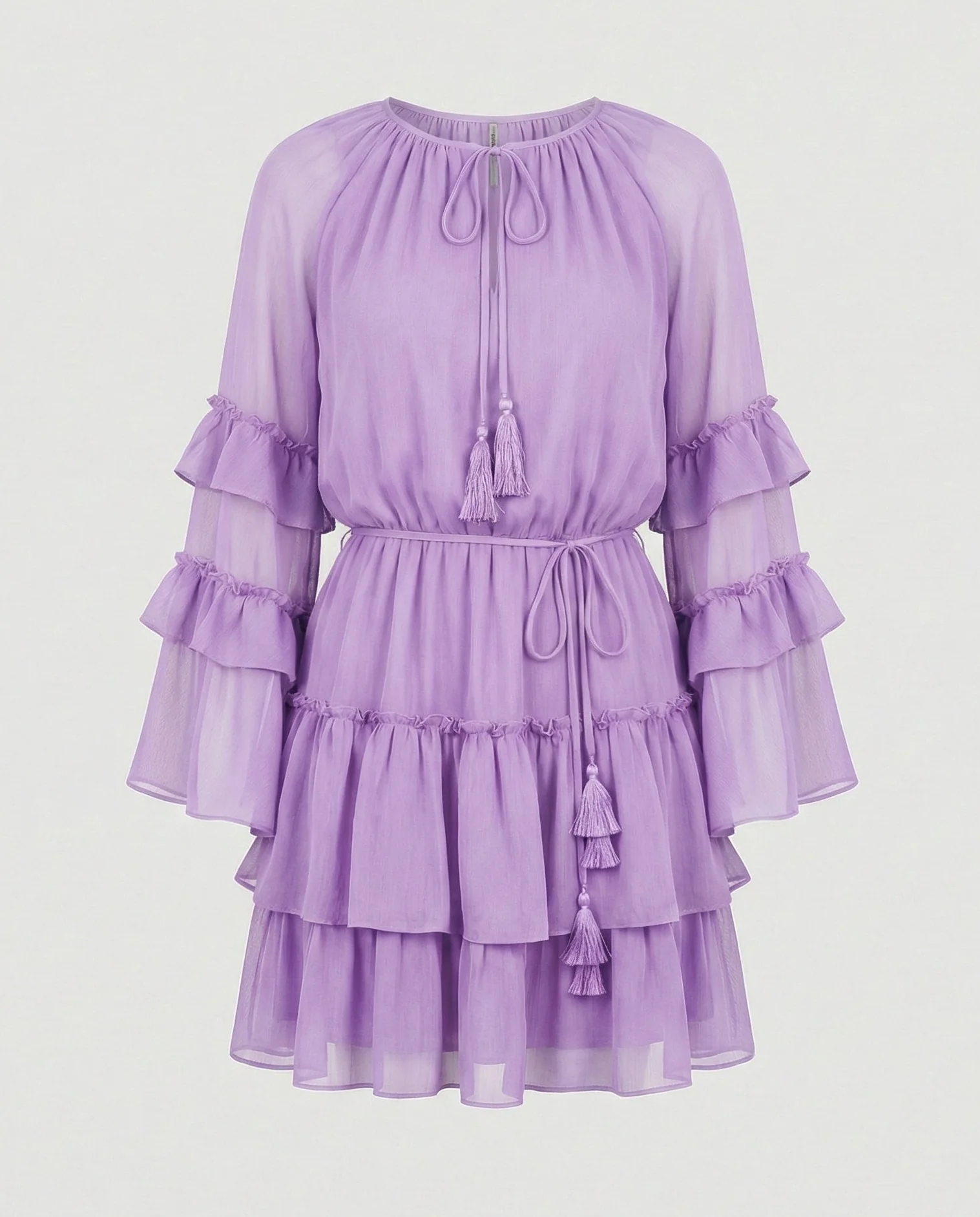 Freizeitkleid Damen Chiffon Volantkleid - Image 8