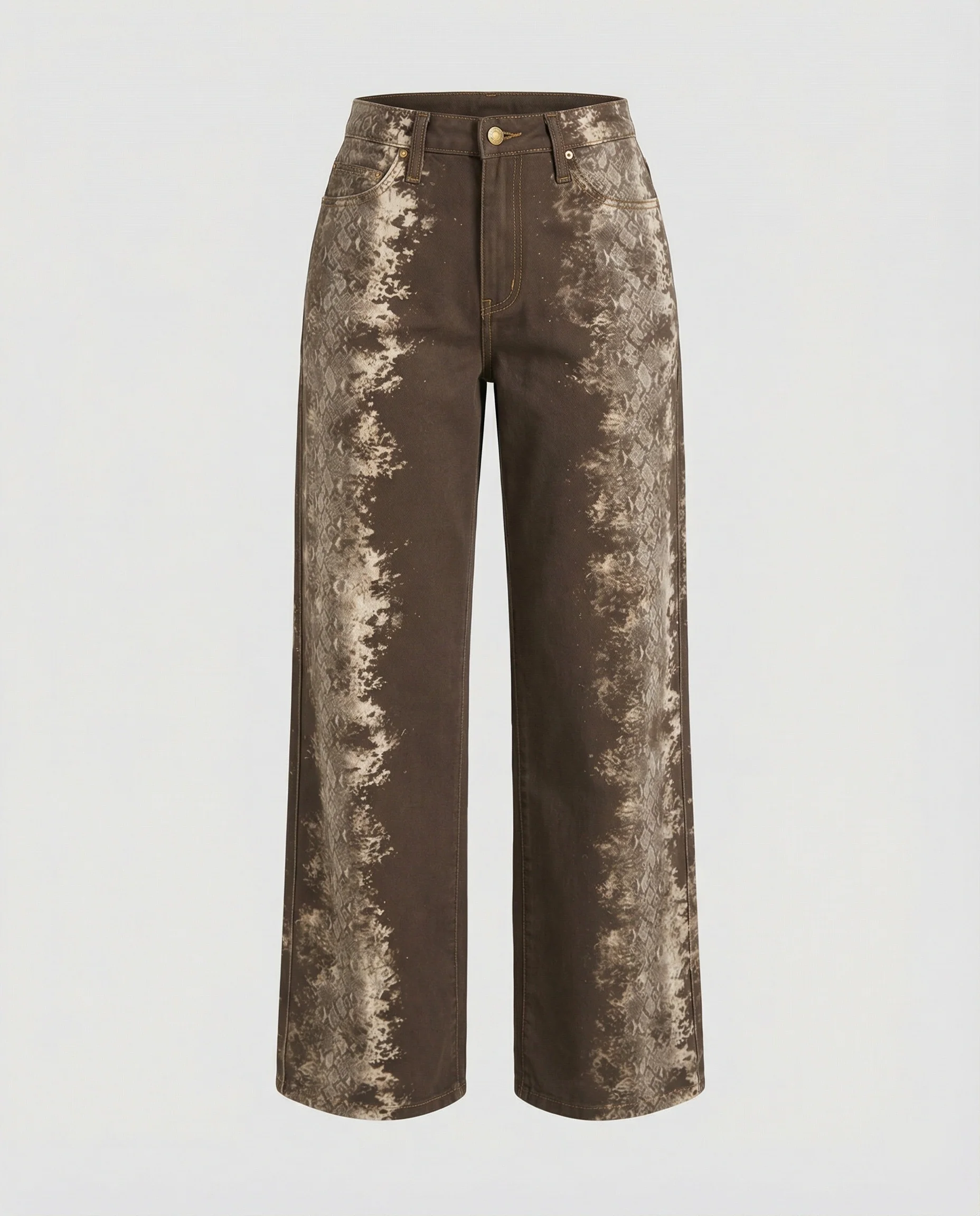 Damen Jeans weit High Waist Print