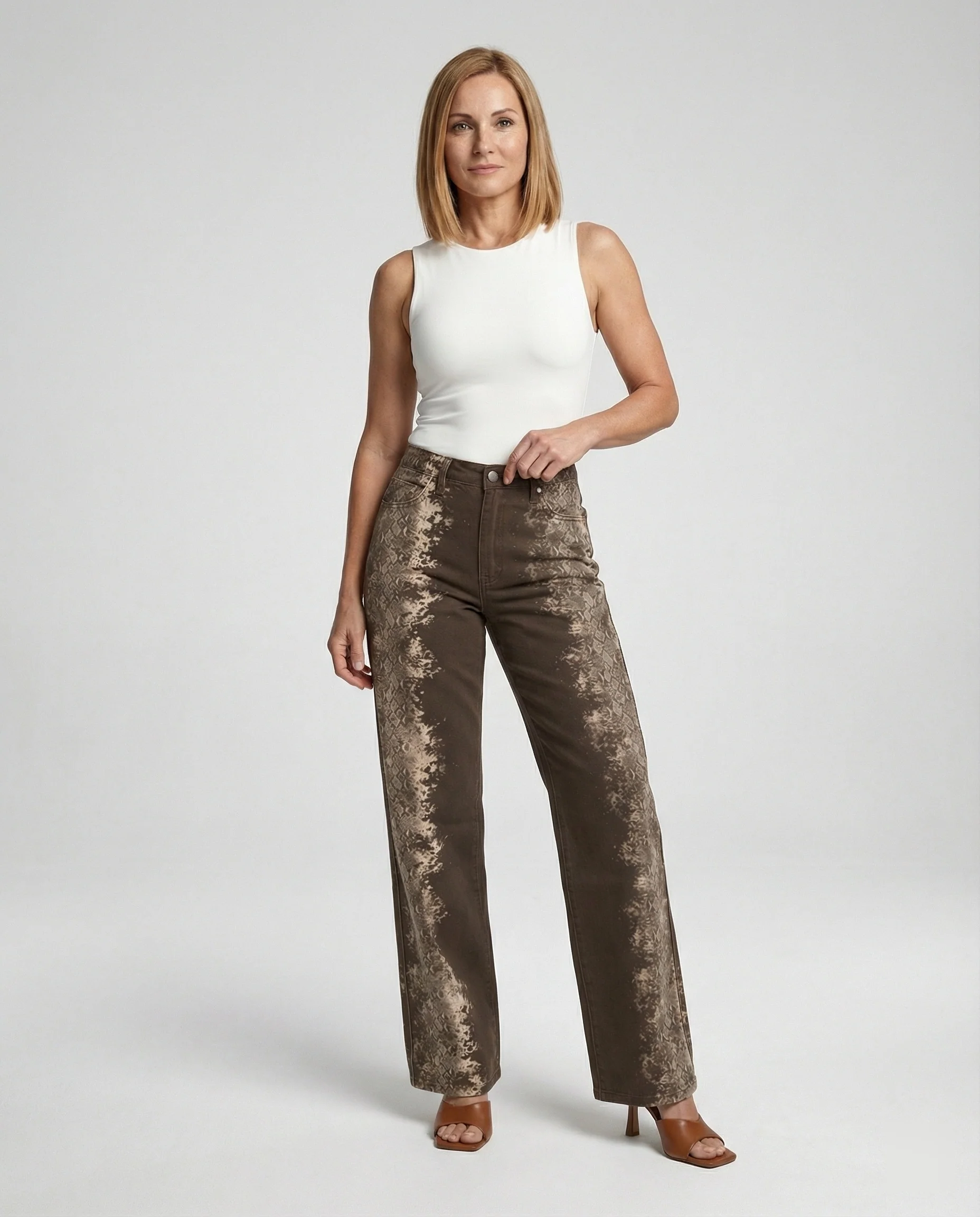 Damen Jeans weit High Waist Print - Image 5