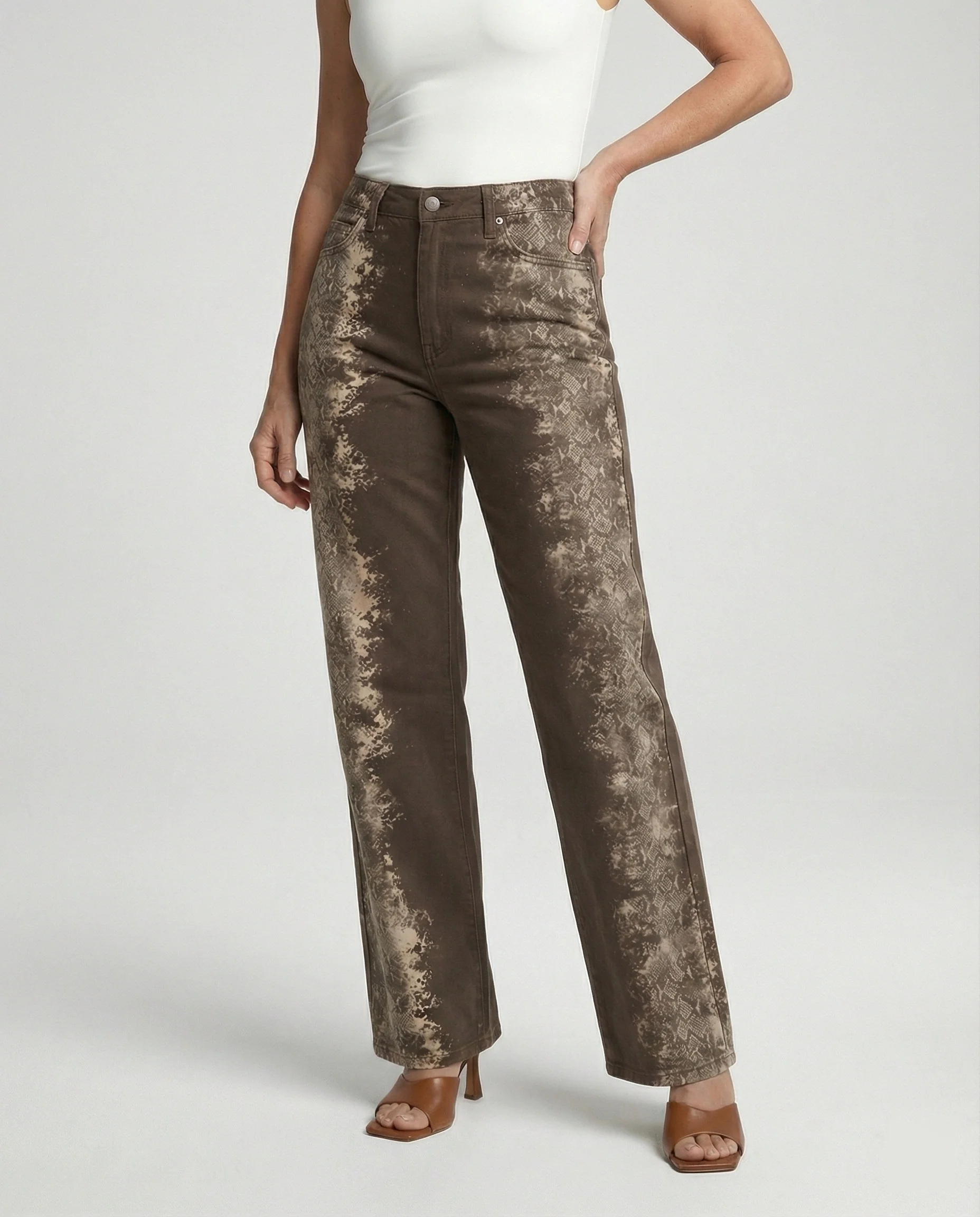 Damen Jeans weit High Waist Print - Image 6
