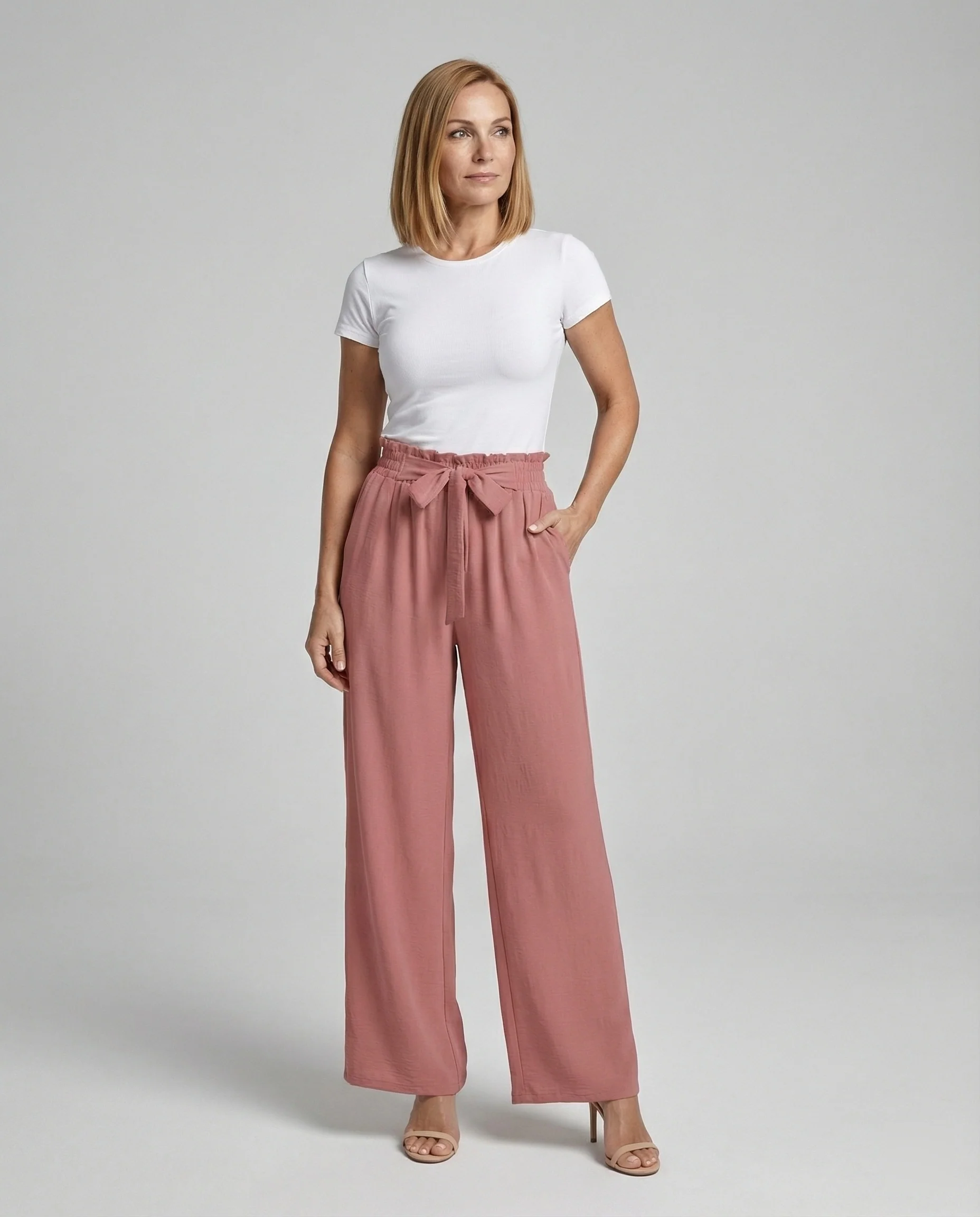 Damen Stoffhose Damen High Waist weit - Image 3