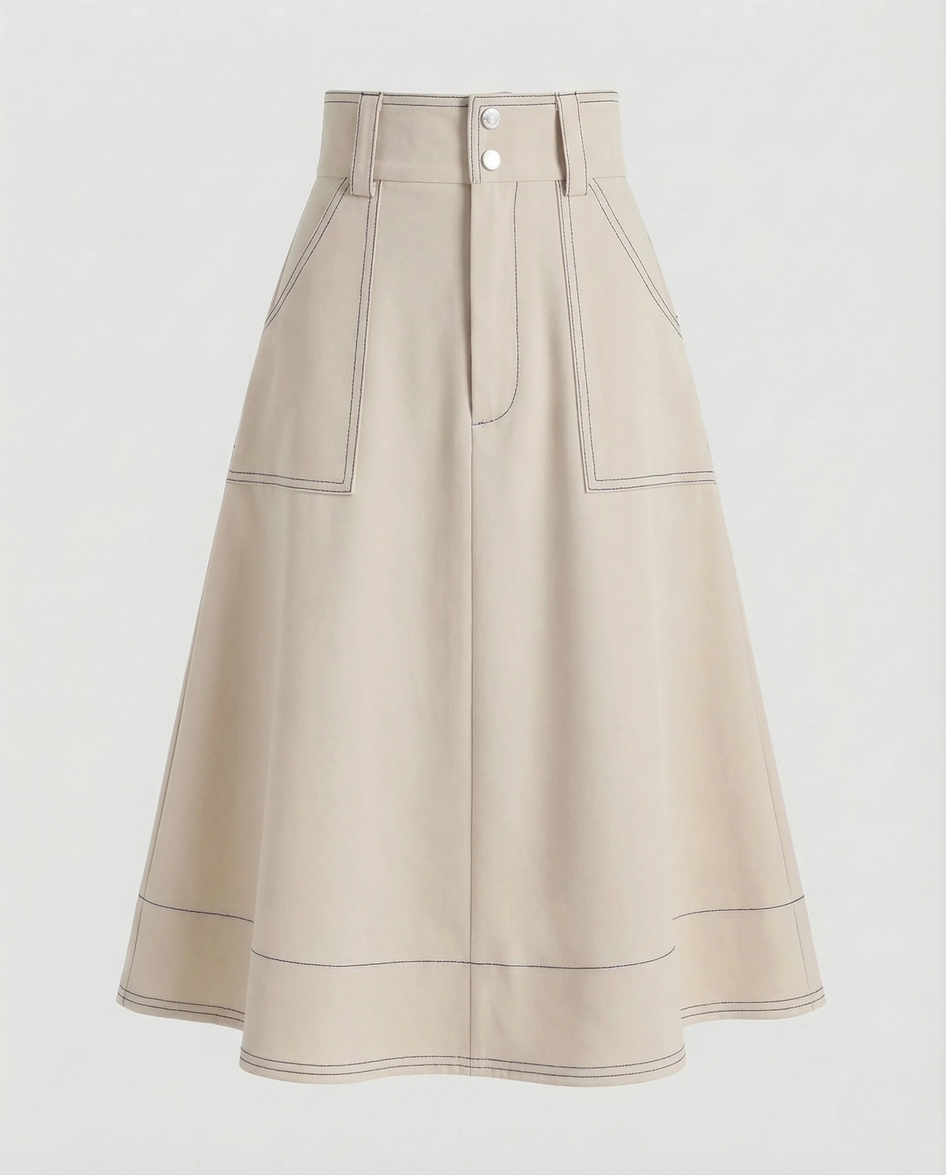 Damen Midirock Ausgestellt High Waist - Image 6