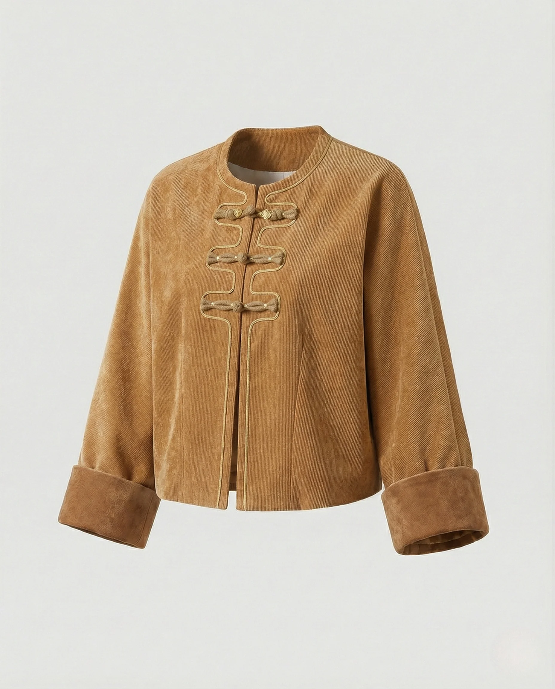 Taillenkurze Seidenoptik-Jacke im Chinoiserie-Stil mit Zierknotenschließen und Samtmanschetten Heidi Mode - Image 6
