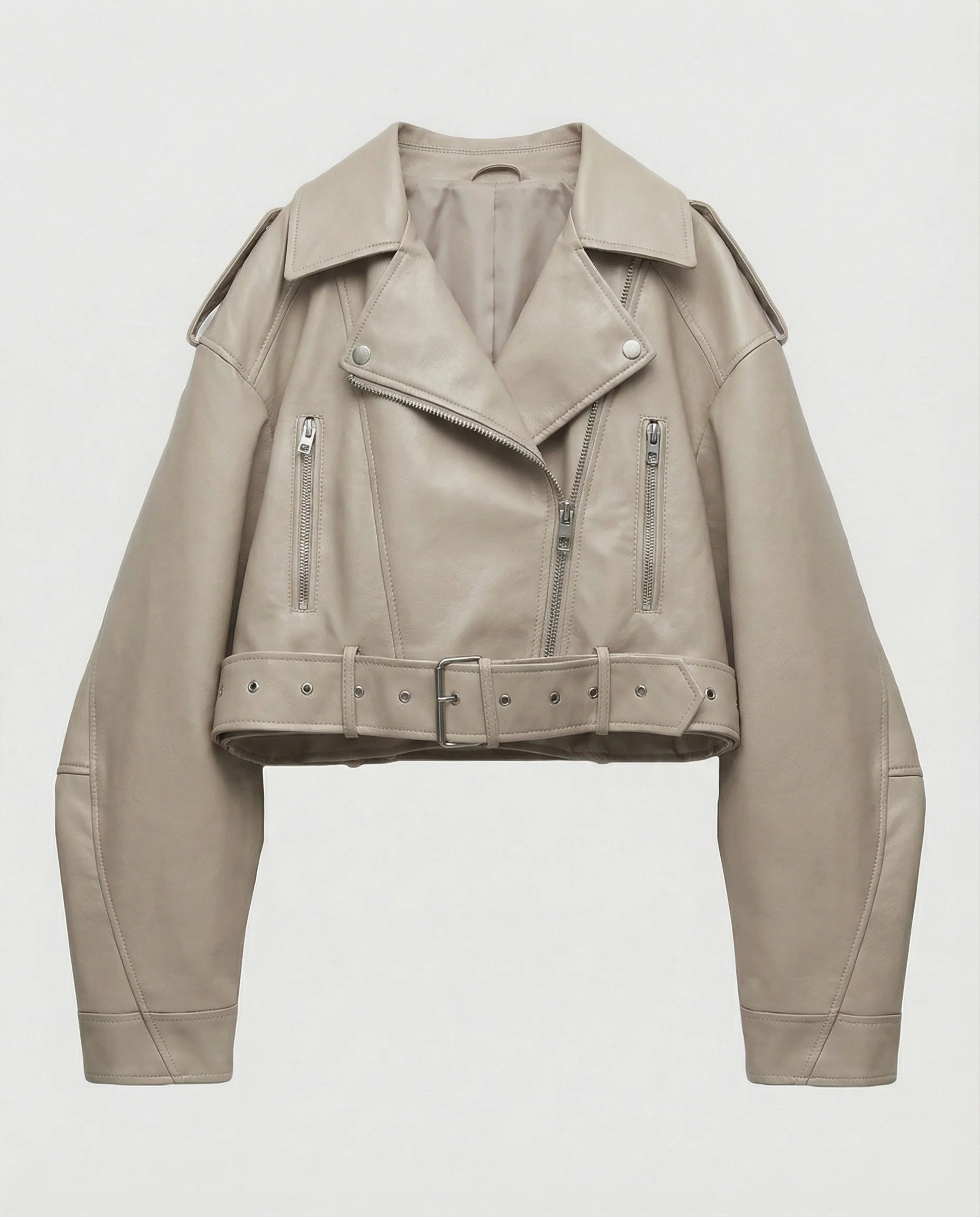 Damen Lederjacke Schwarz mit Gürtel - Image 7