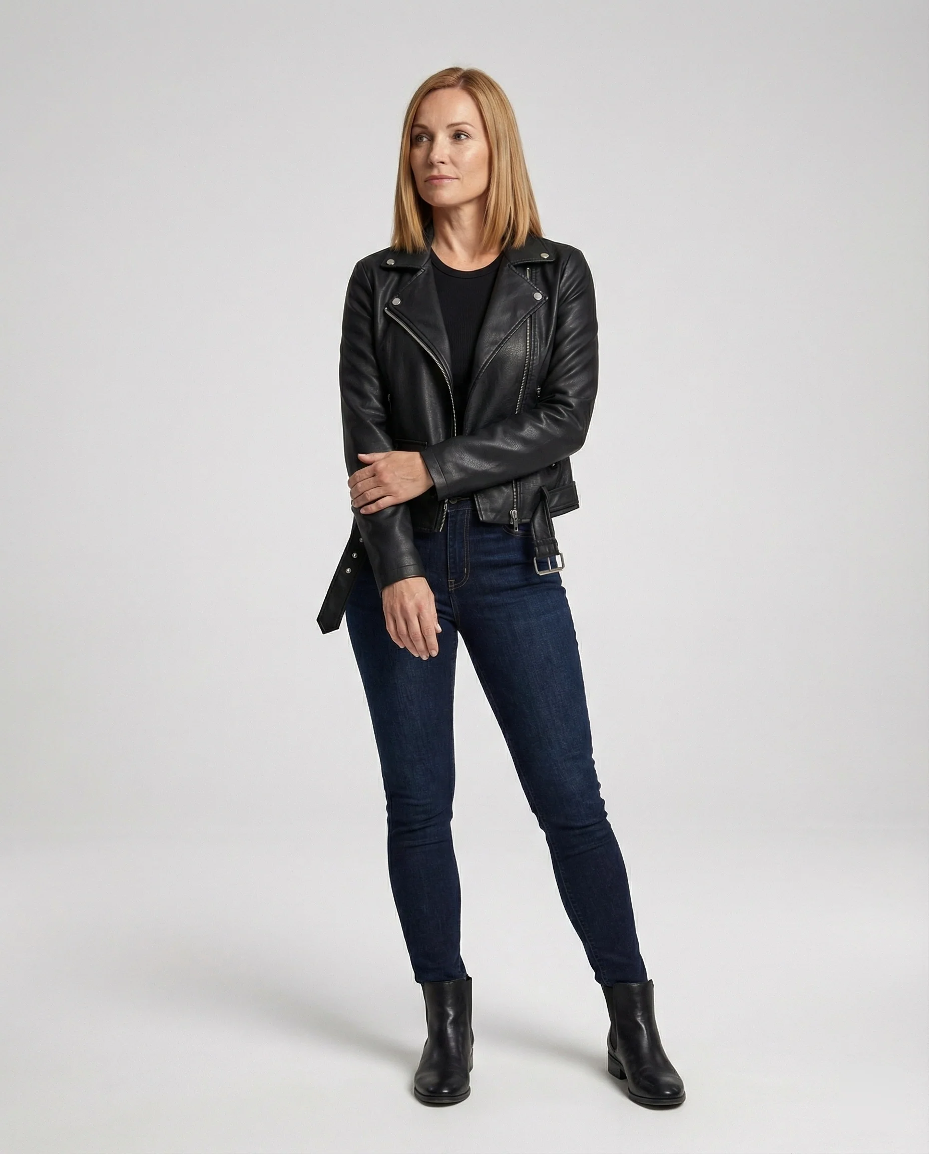 Freizeitkleidung Damen Bikerjacke Kunstleder - Image 4