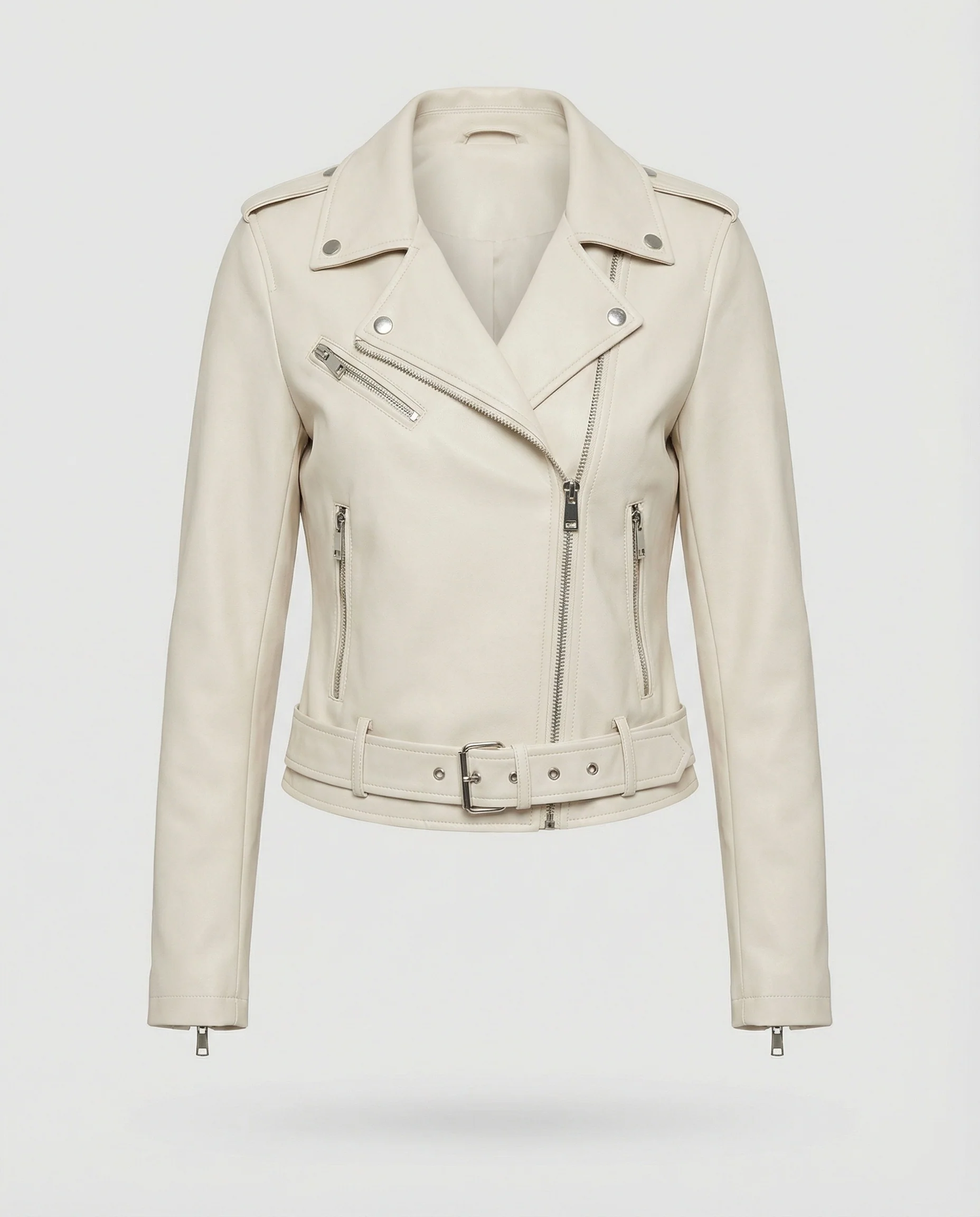 Damen Lederjacke Schwarz Echtleder Look - Image 5