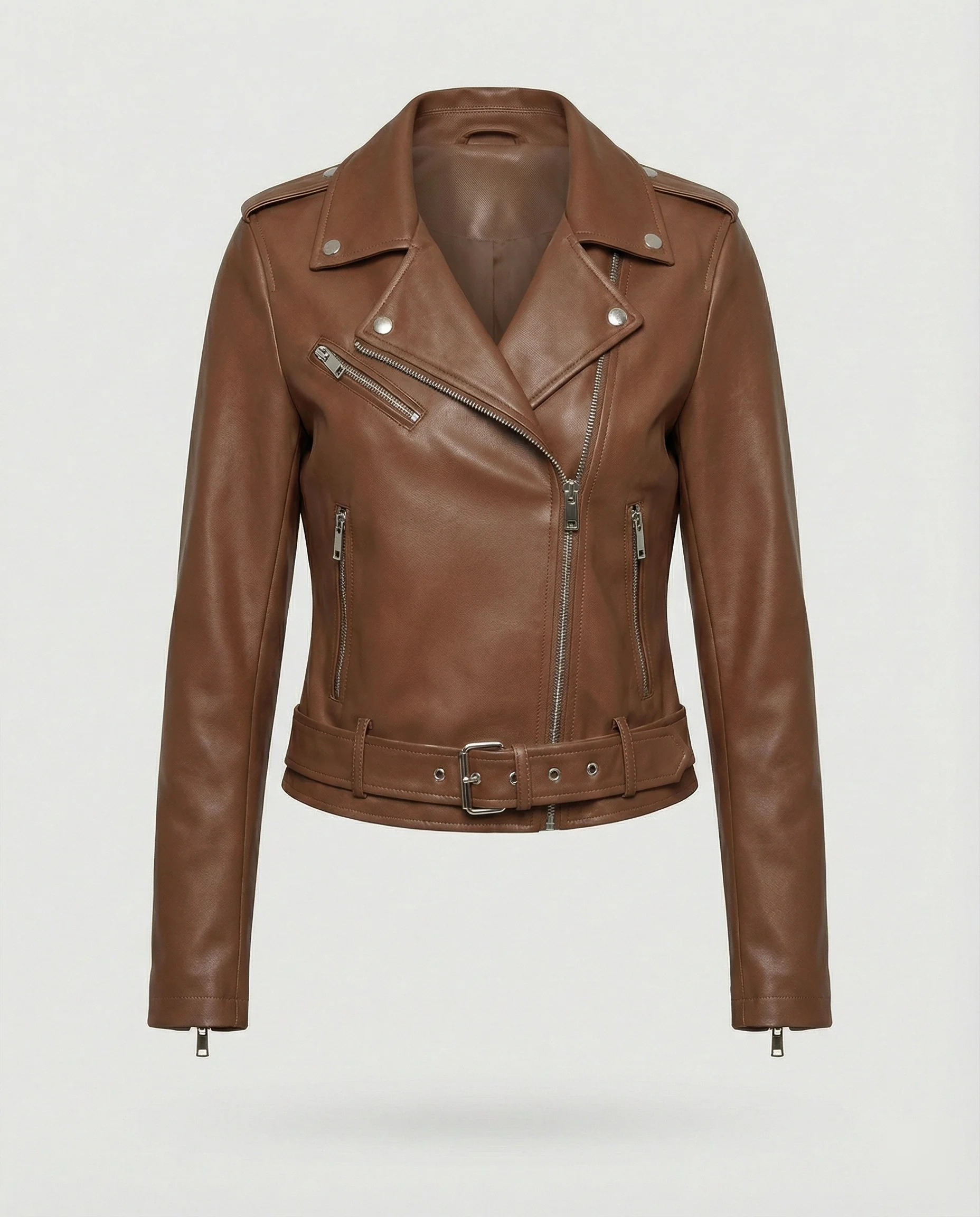 Damen Lederjacke Schwarz Echtleder Look - Image 7