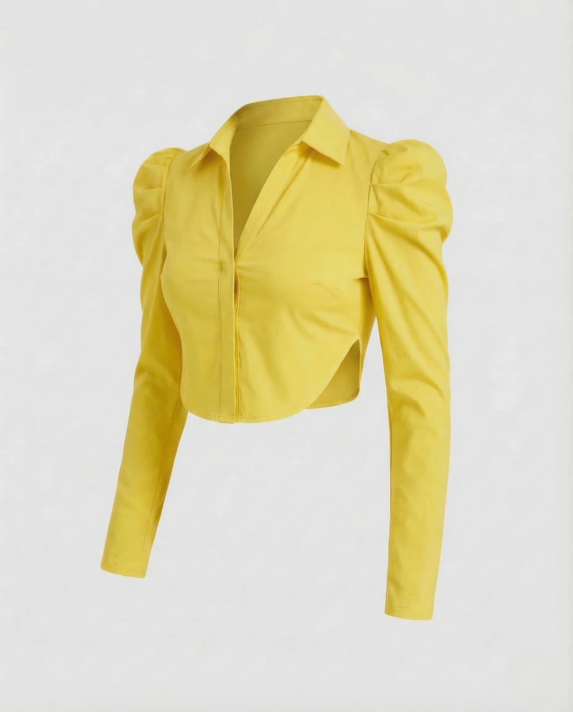 Damen Cropbluse Cut Out Puffärmel - Image 6