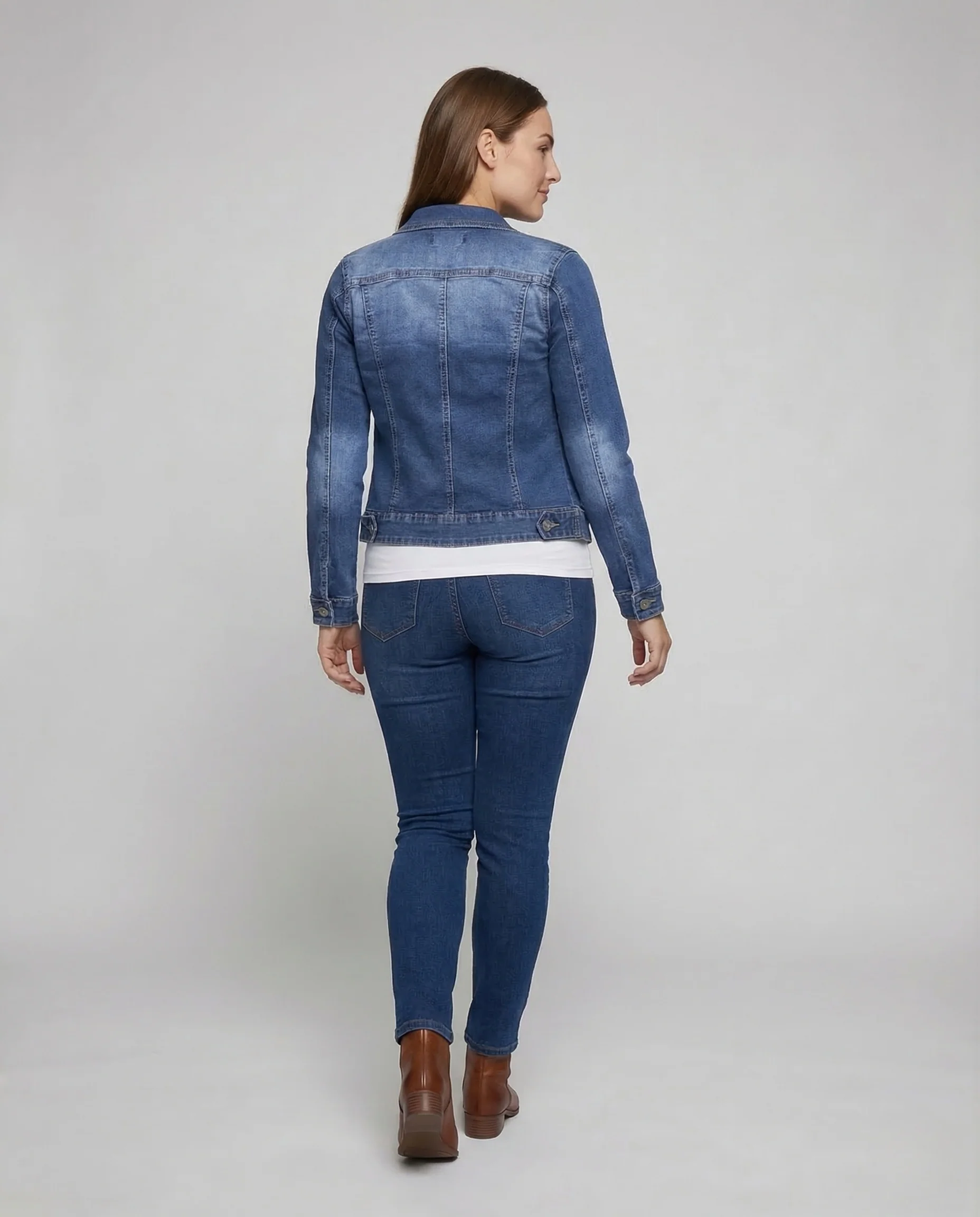 Damen Jeansjacke Tailliert Elastisch - Image 4