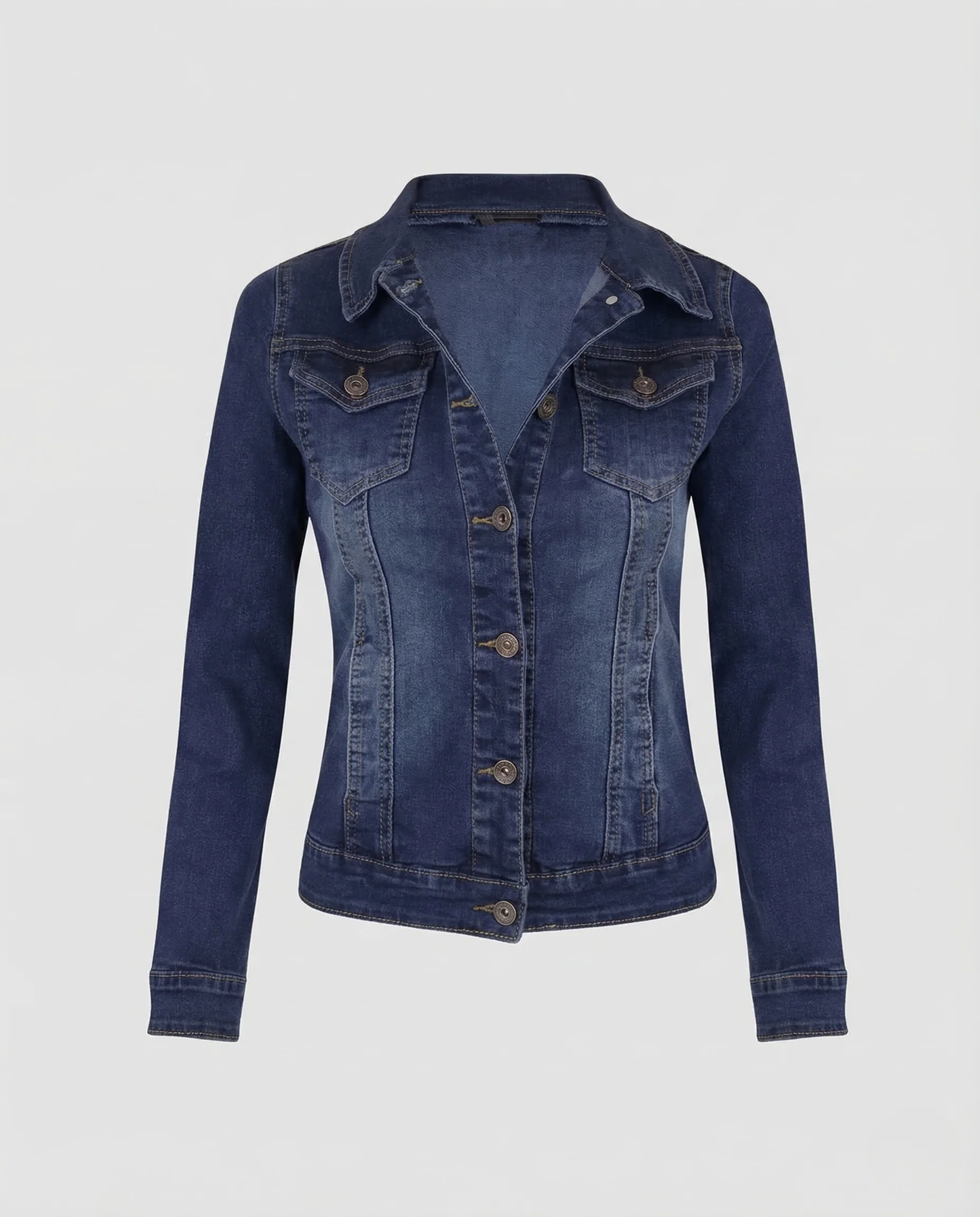 Damen Jeansjacke Tailliert Elastisch - Image 5