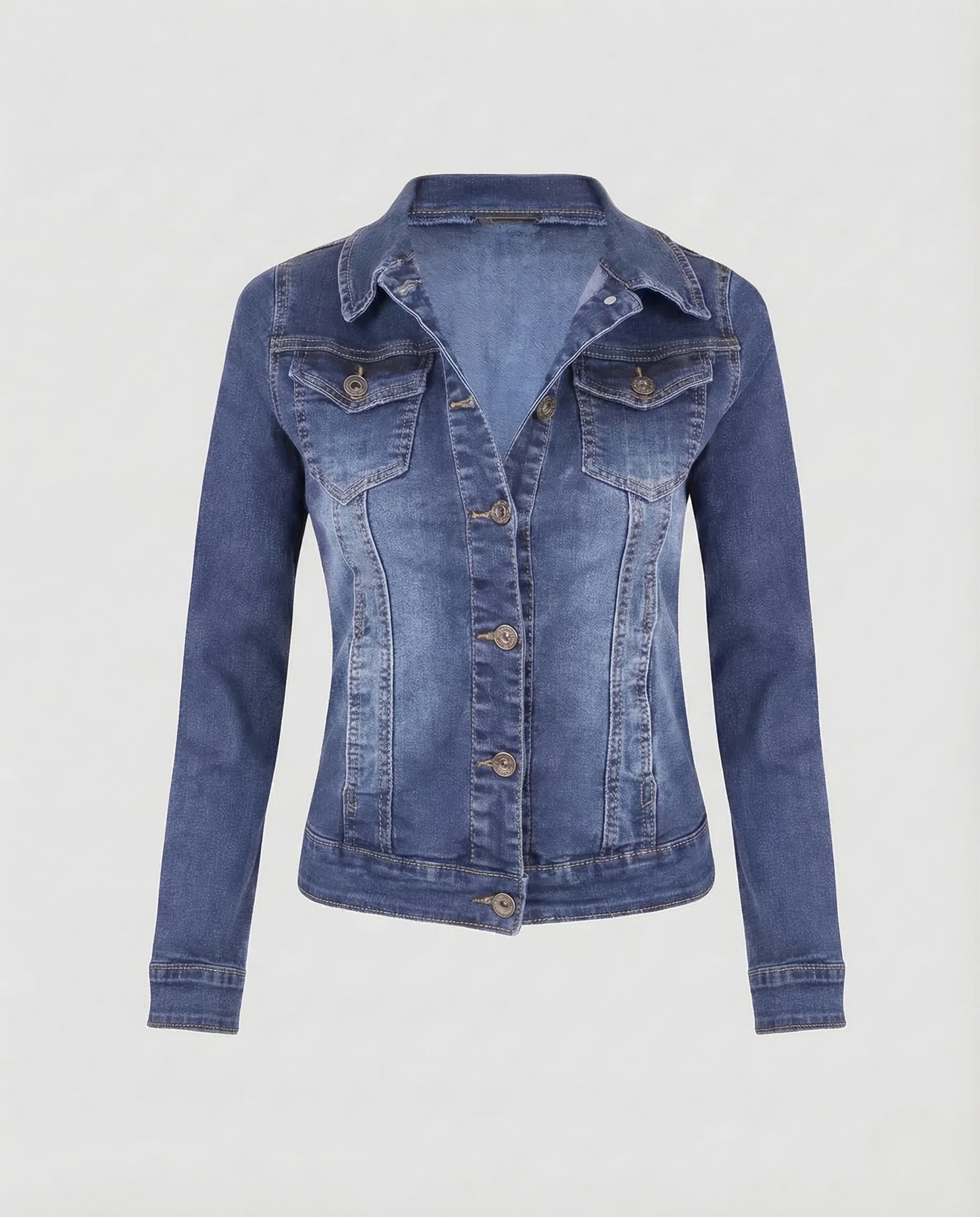 Damen Jeansjacke Tailliert Elastisch - Image 6