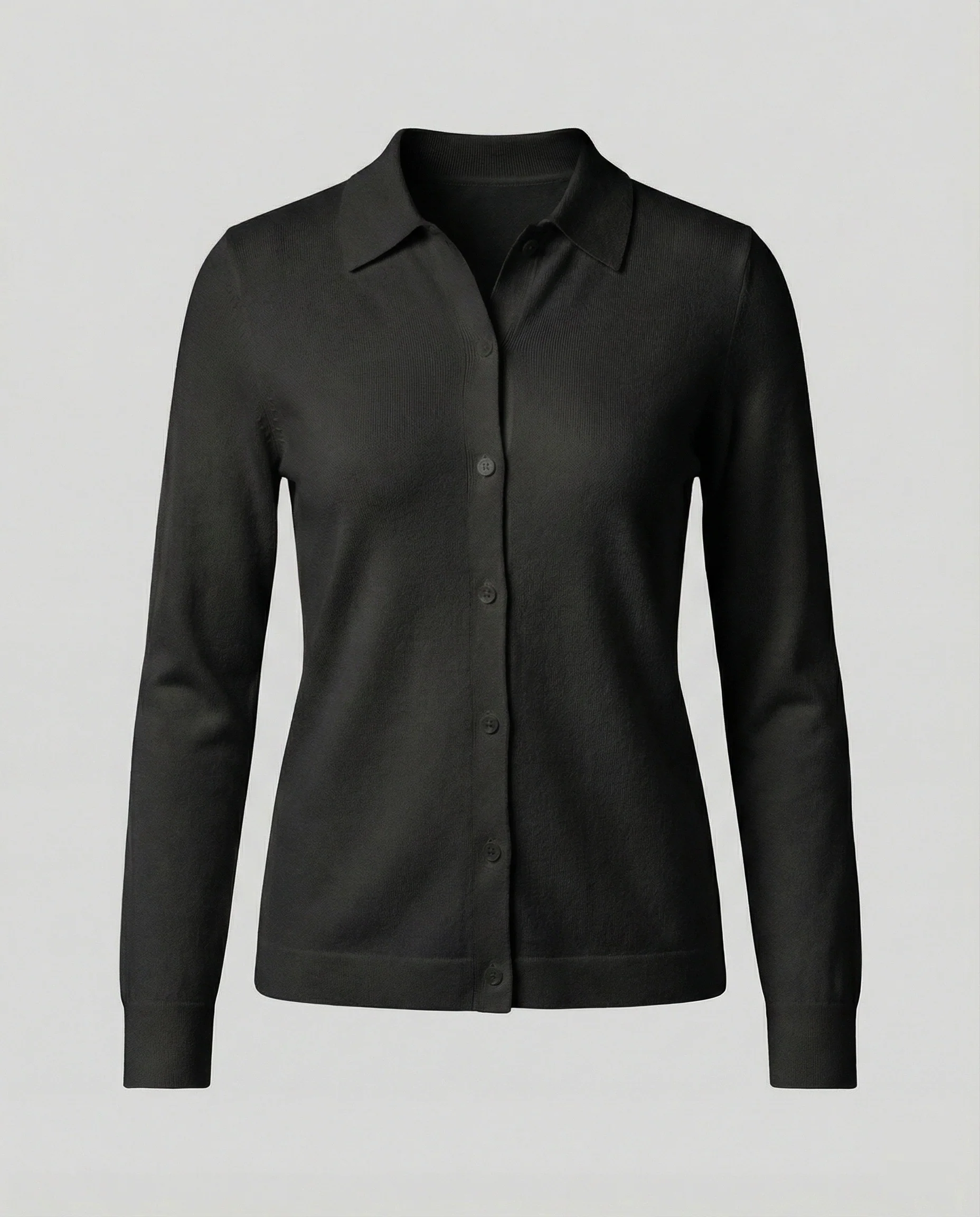 Feinstrick-Hemdbluse mit verdeckter Knopfleiste und verlängerten Manschetten Heidi-Mode - Image 4