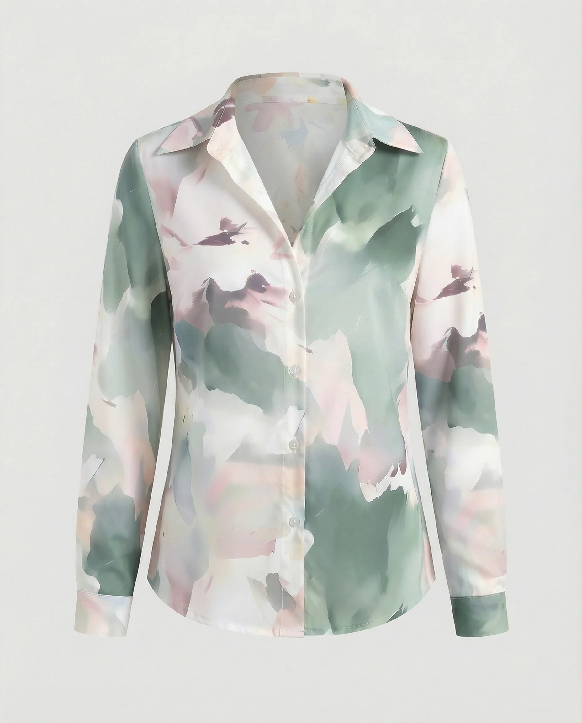 Hemdbluse Seidenoptik Damen Floral - Image 12