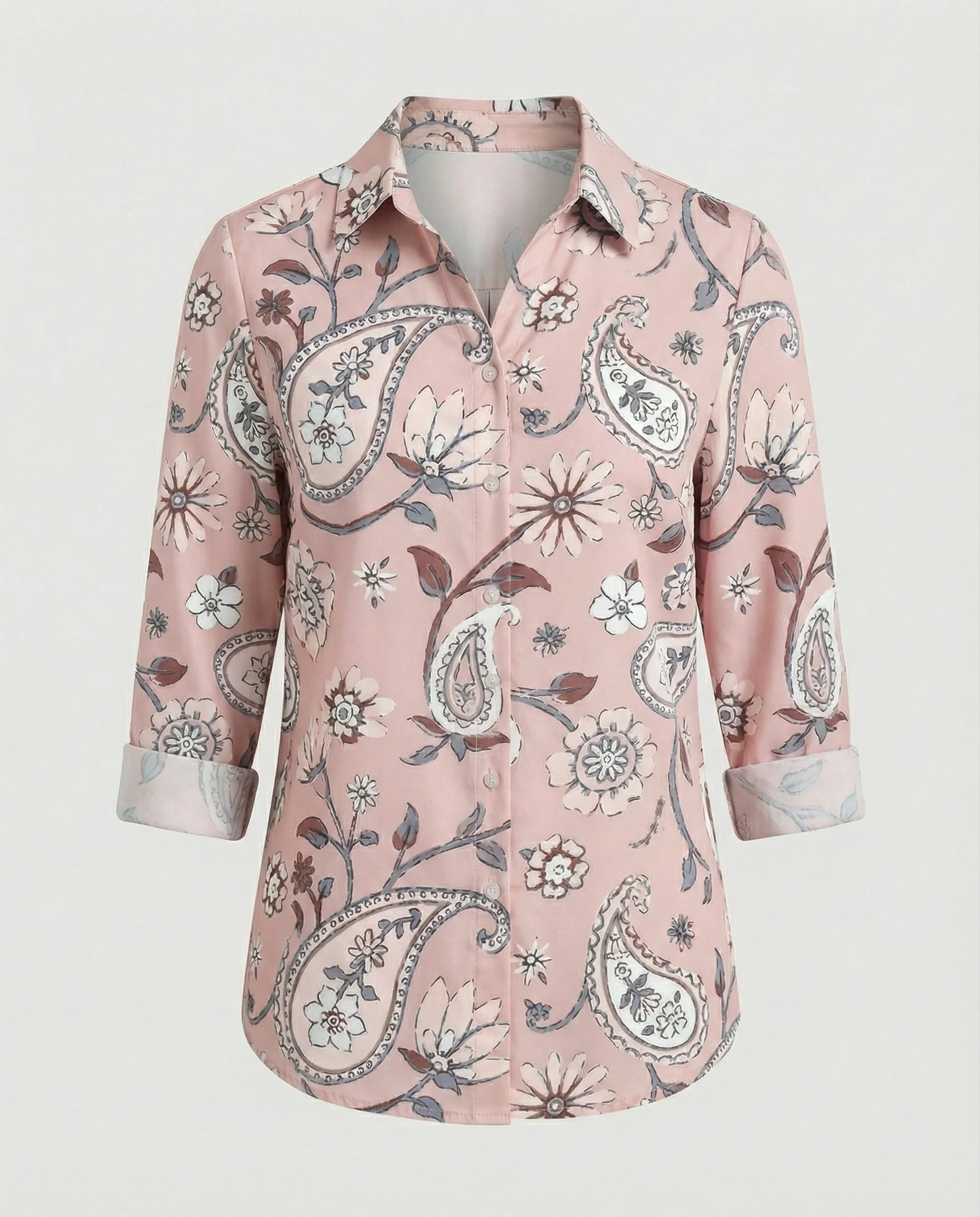 Hemdbluse Seidenoptik Damen Floral - Image 23