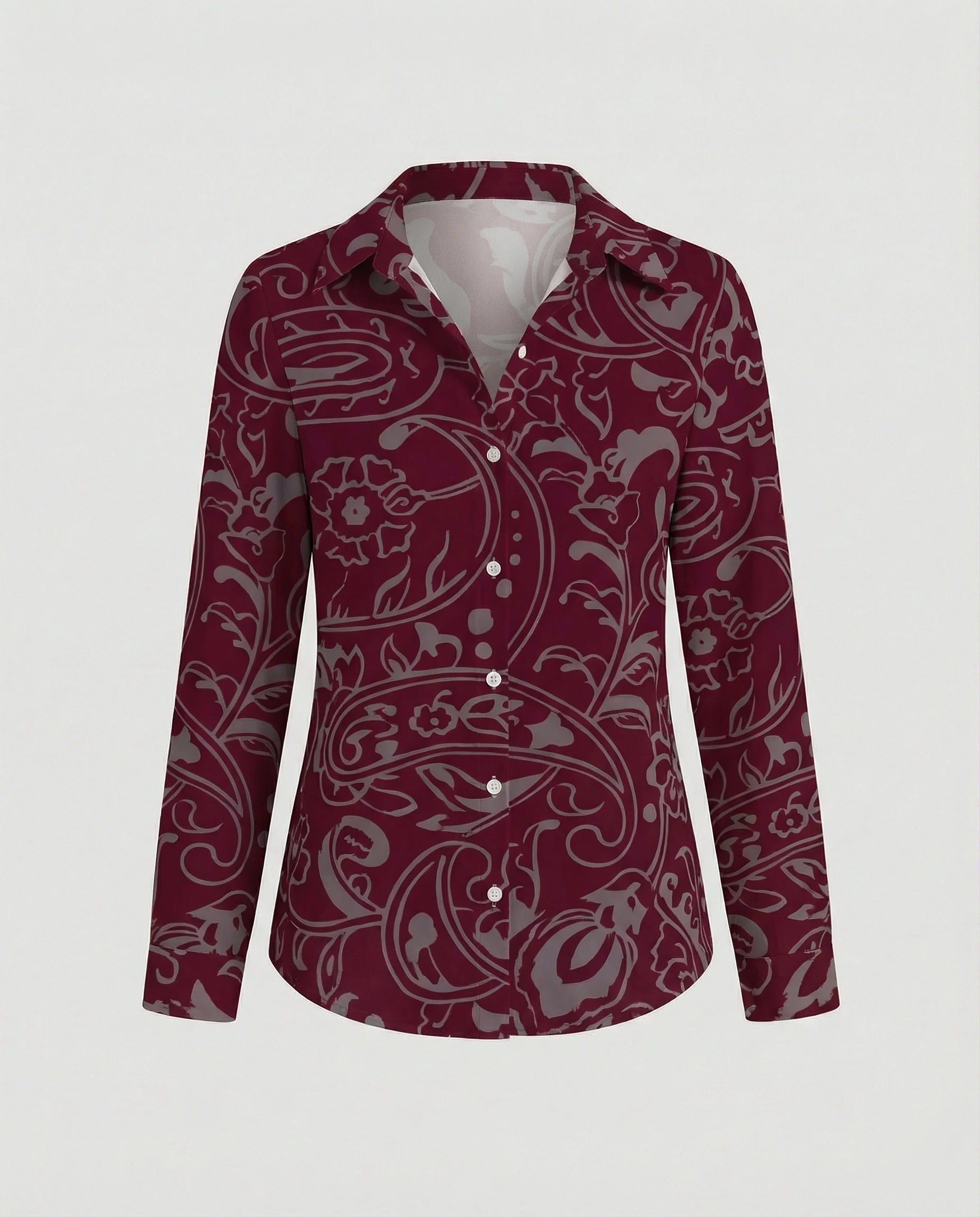 Hemdbluse Seidenoptik Damen Floral - Image 34