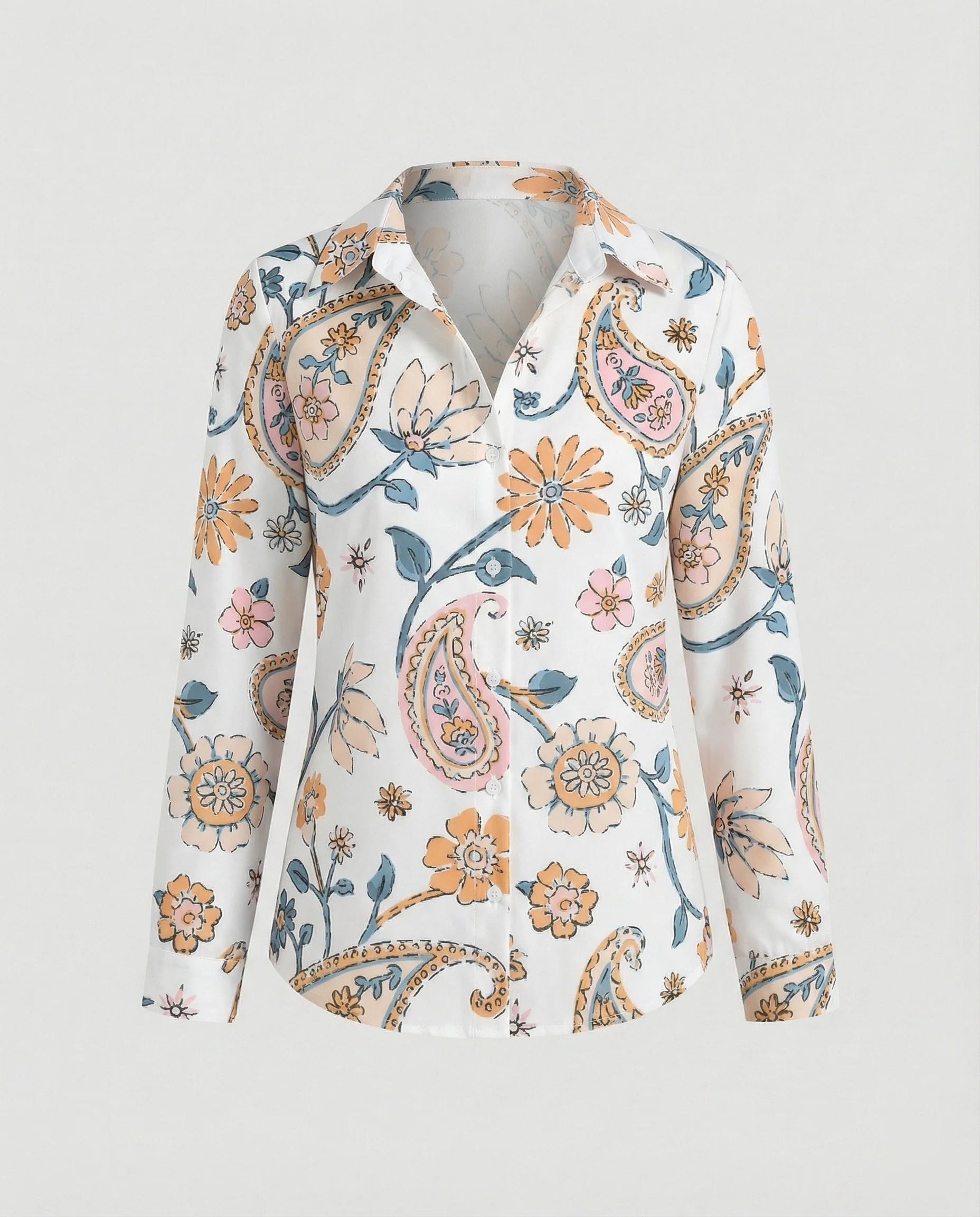 Hemdbluse Seidenoptik Damen Floral - Image 35