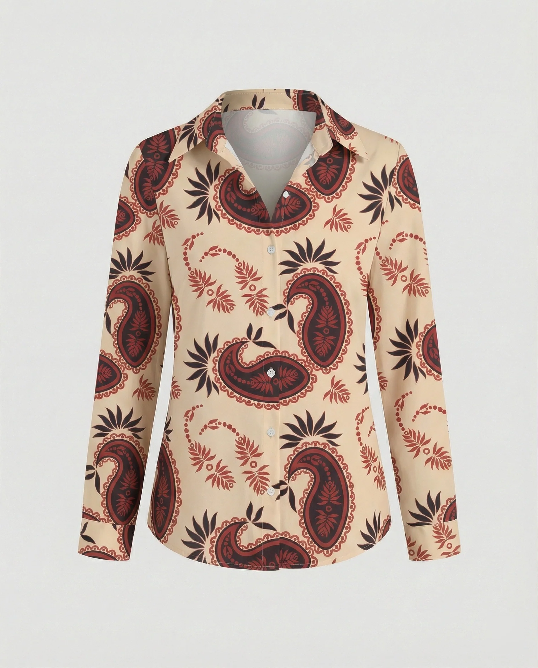Hemdbluse Seidenoptik Damen Floral - Image 37