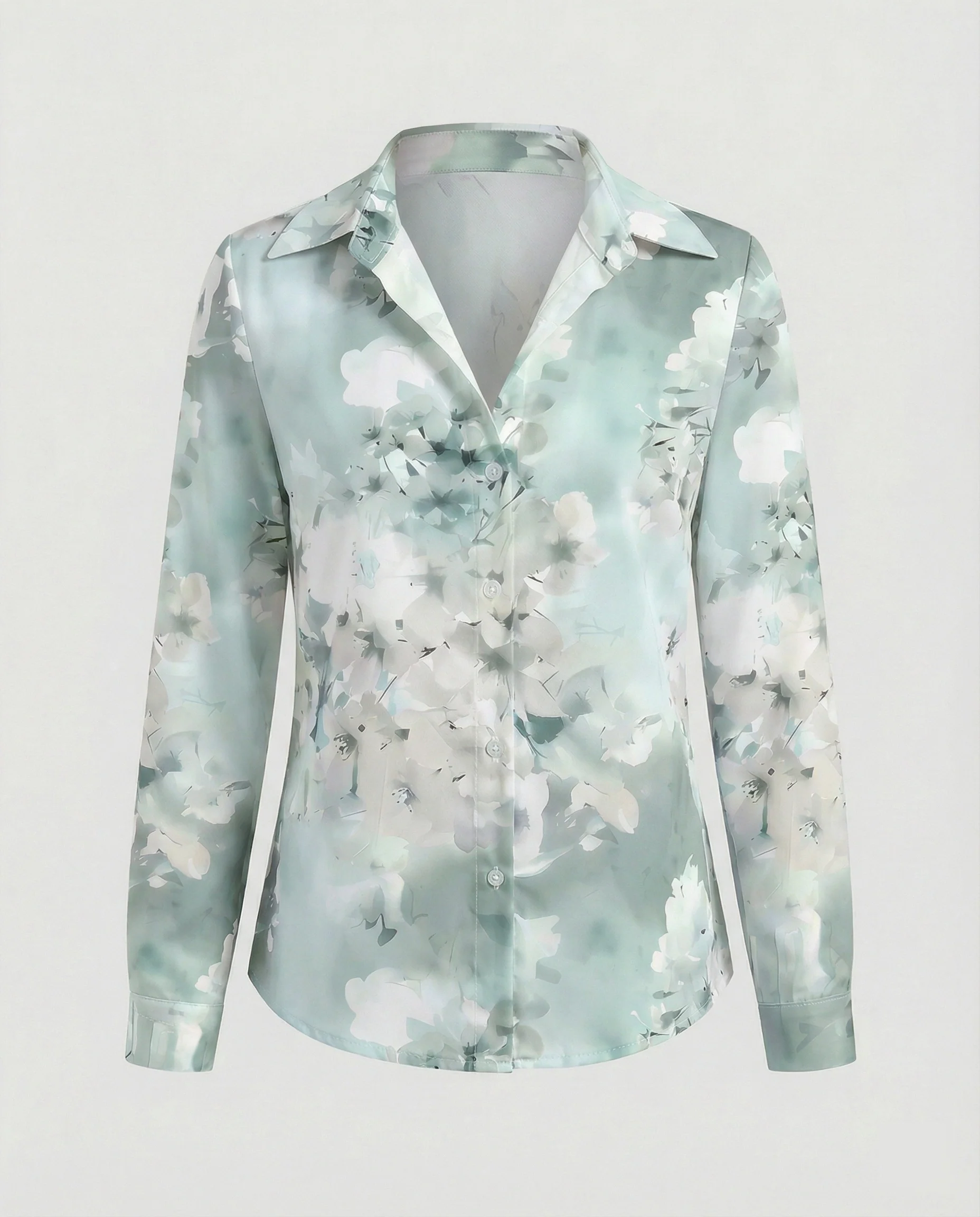 Hemdbluse Seidenoptik Damen Floral - Image 4