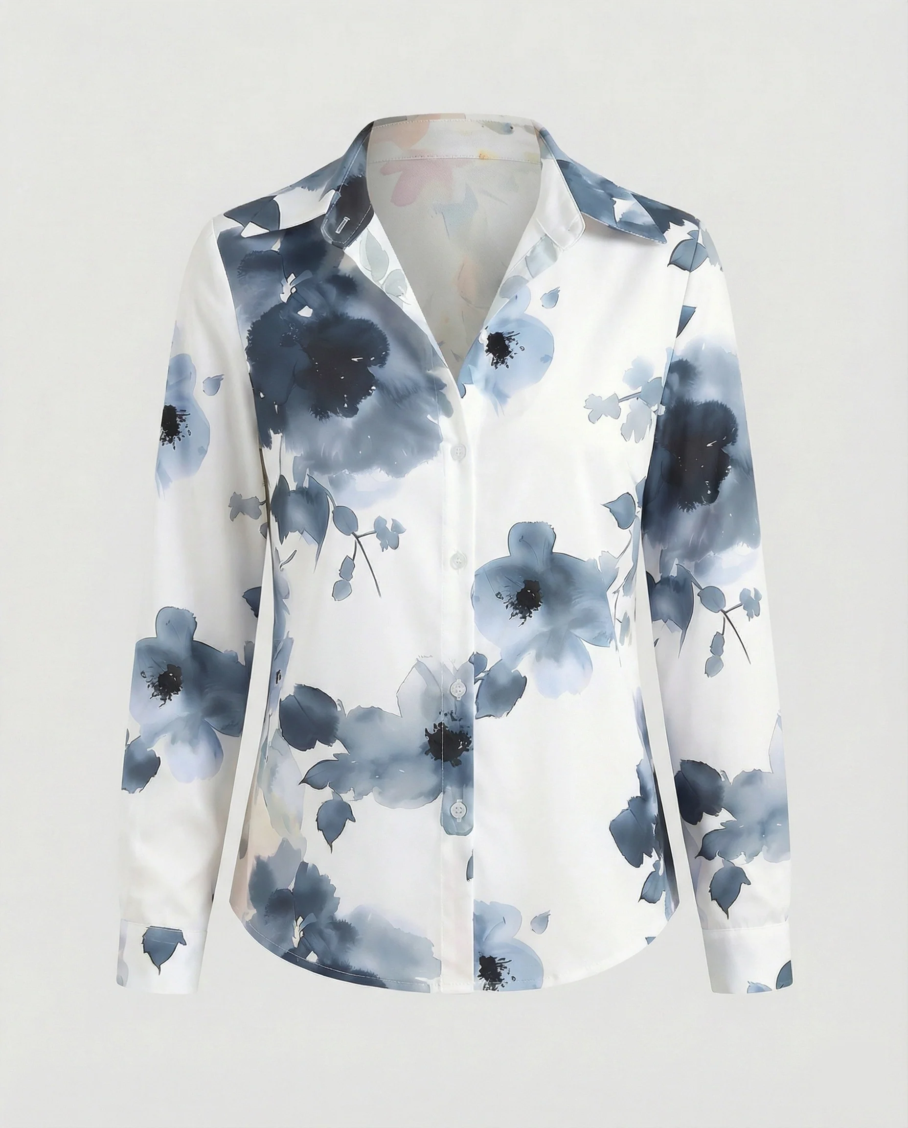 Hemdbluse Seidenoptik Damen Floral - Image 8