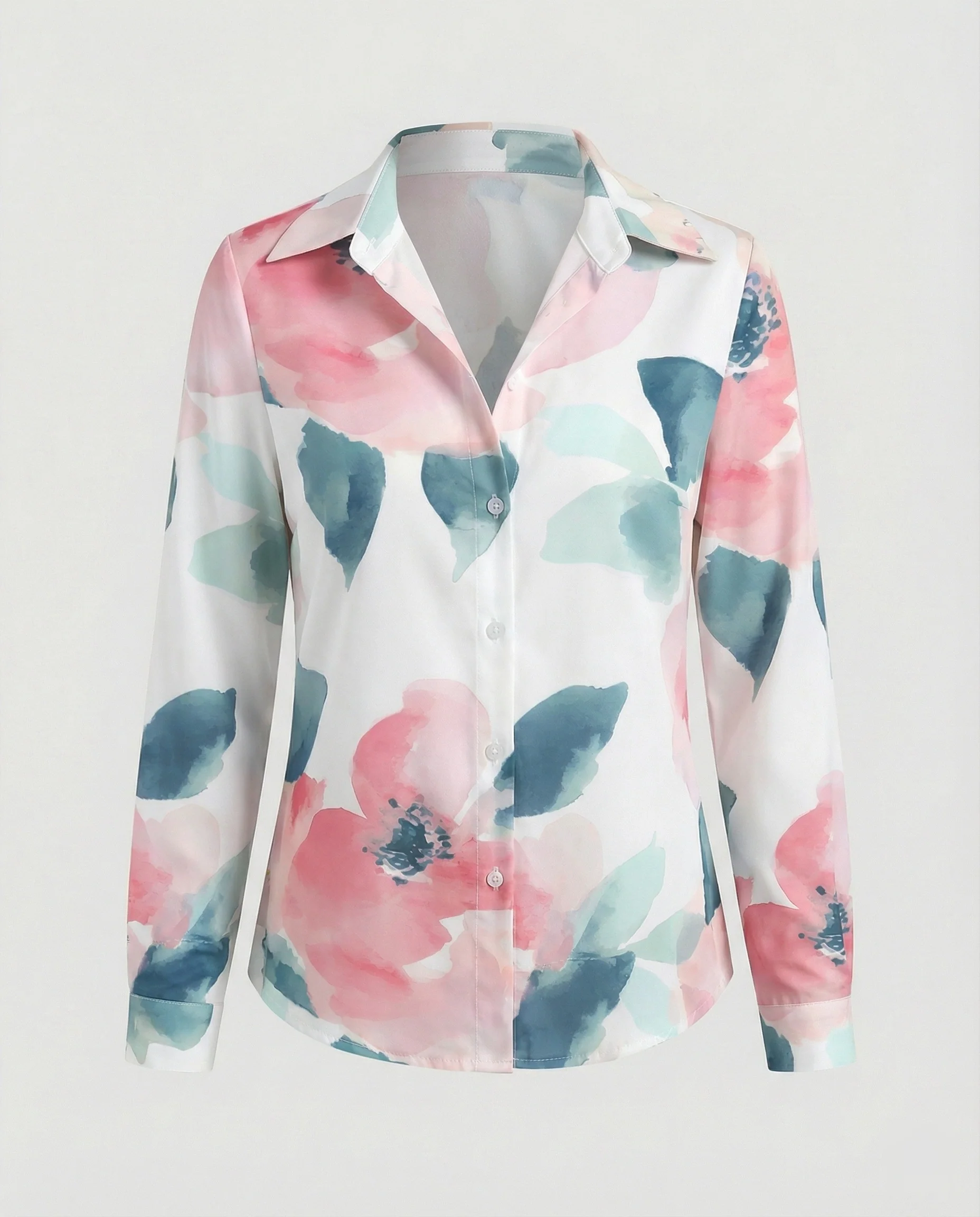 Hemdbluse Seidenoptik Damen Floral - Image 9