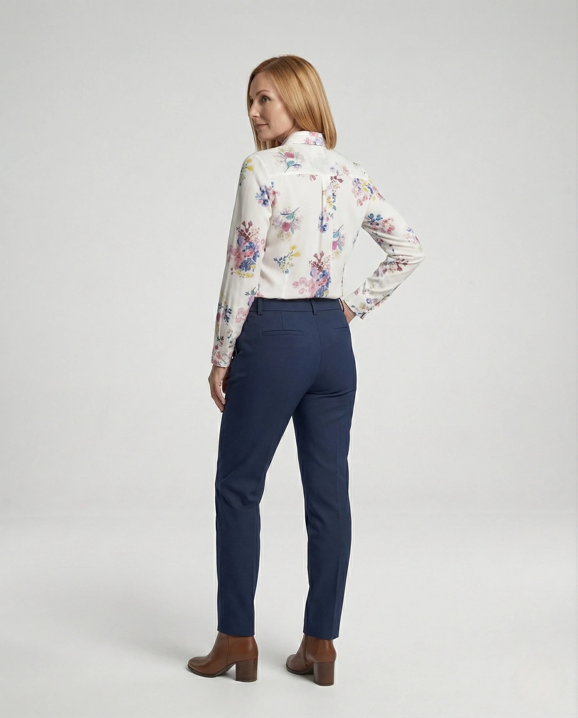 Hemdbluse Aquarell Print Damen Tailliert - Image 3