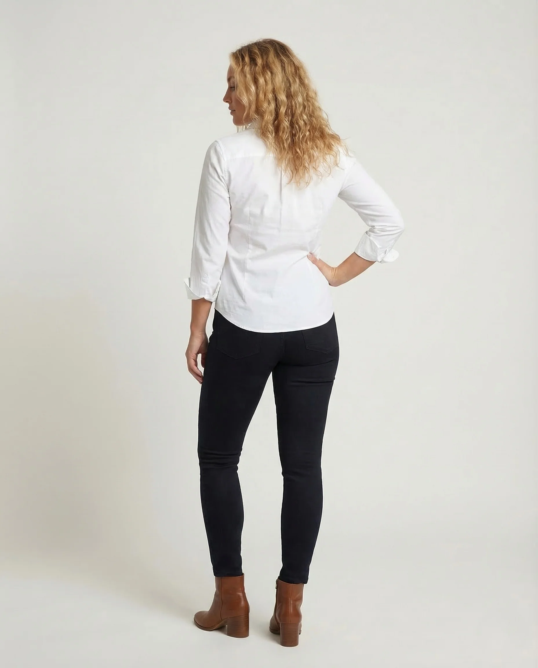 Damen Hemdbluse Tailliert Kentkragen Baumwollmix - Image 3