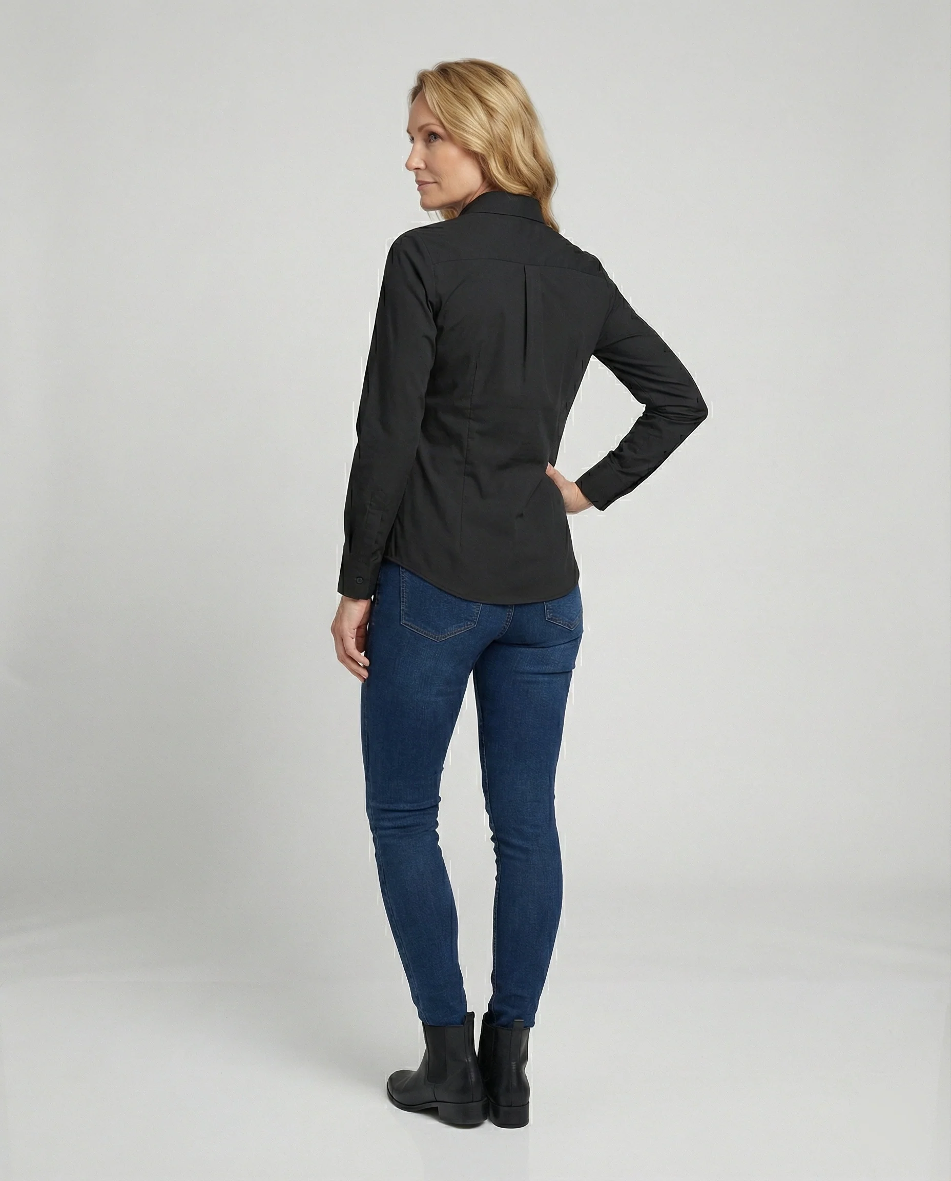 Taillierte Hemdbluse Damen mit Kentkragen - Image 3
