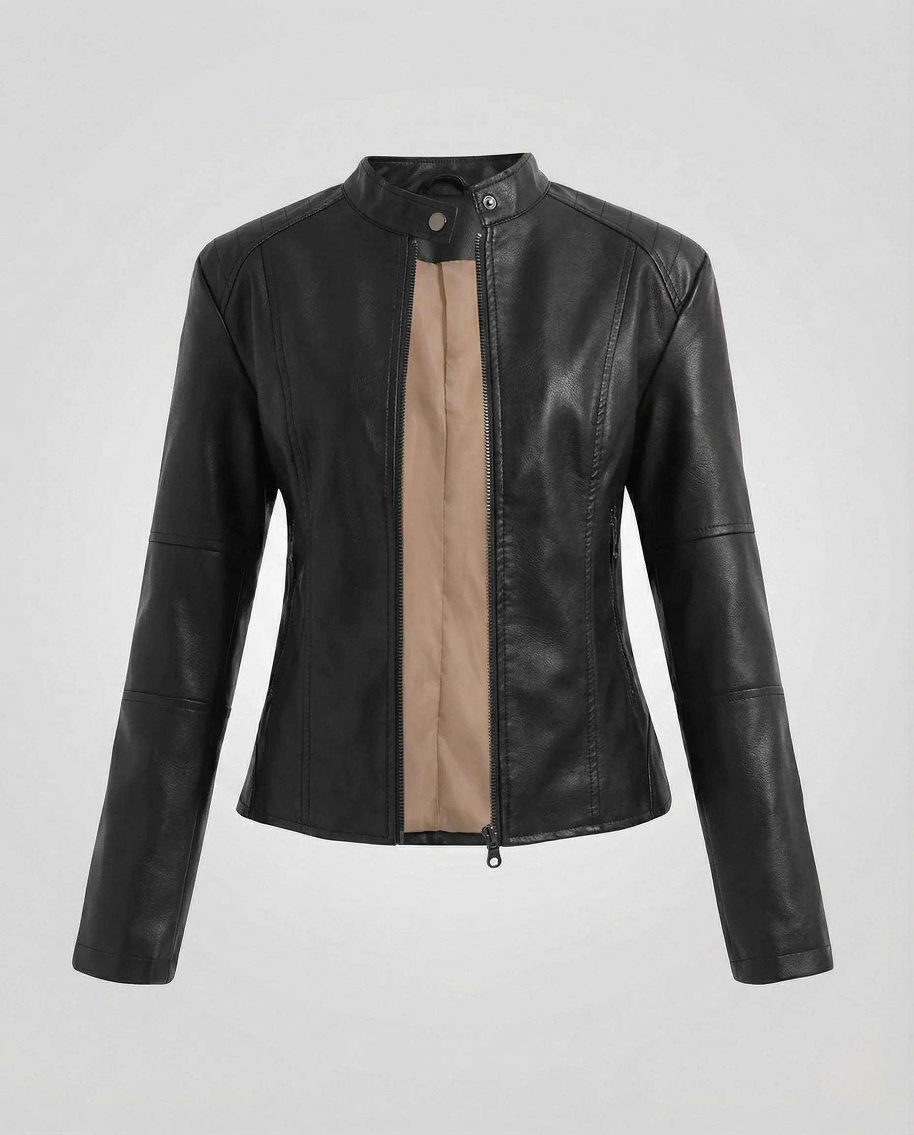 Damen Jacke Lederoptik tailliert - Image 12