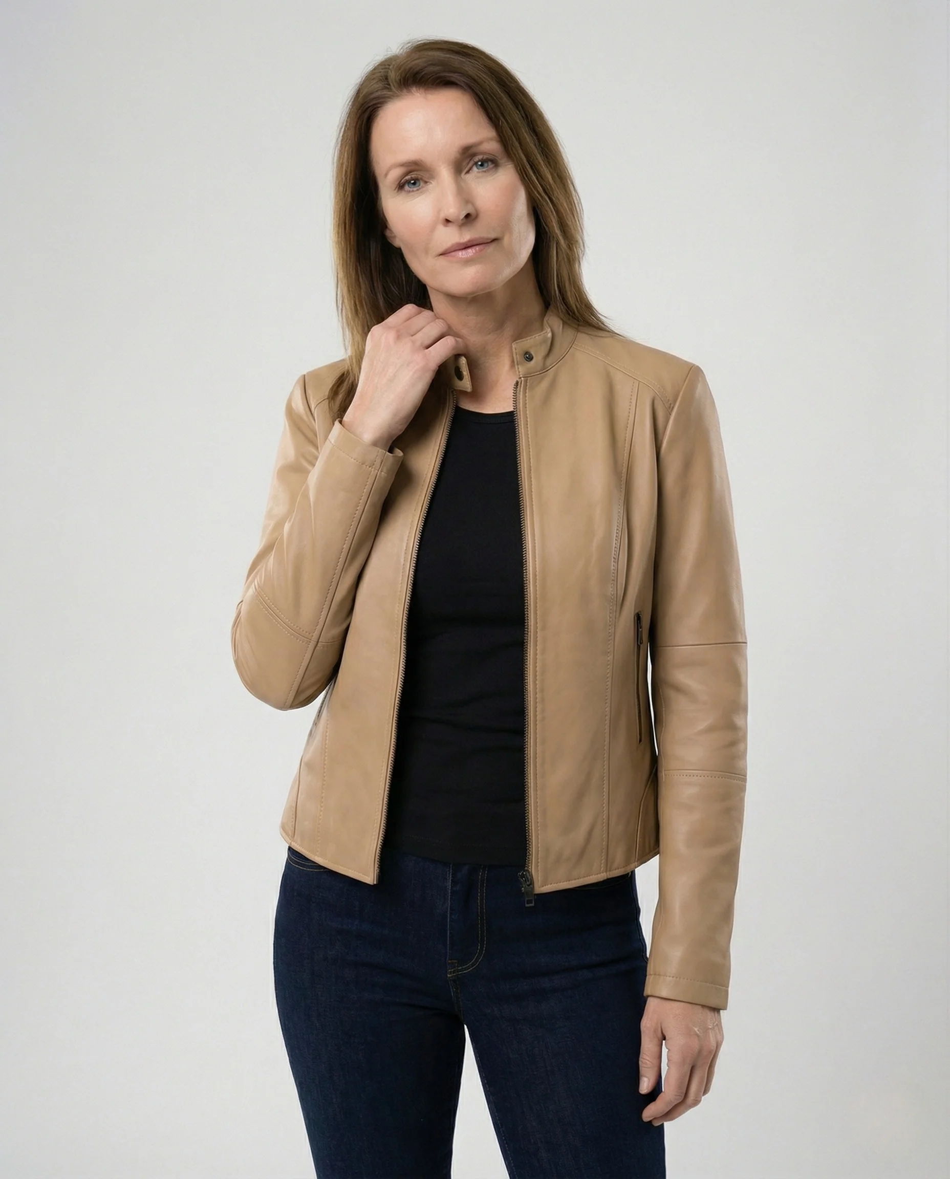 Damen Jacke Lederoptik tailliert - Image 2