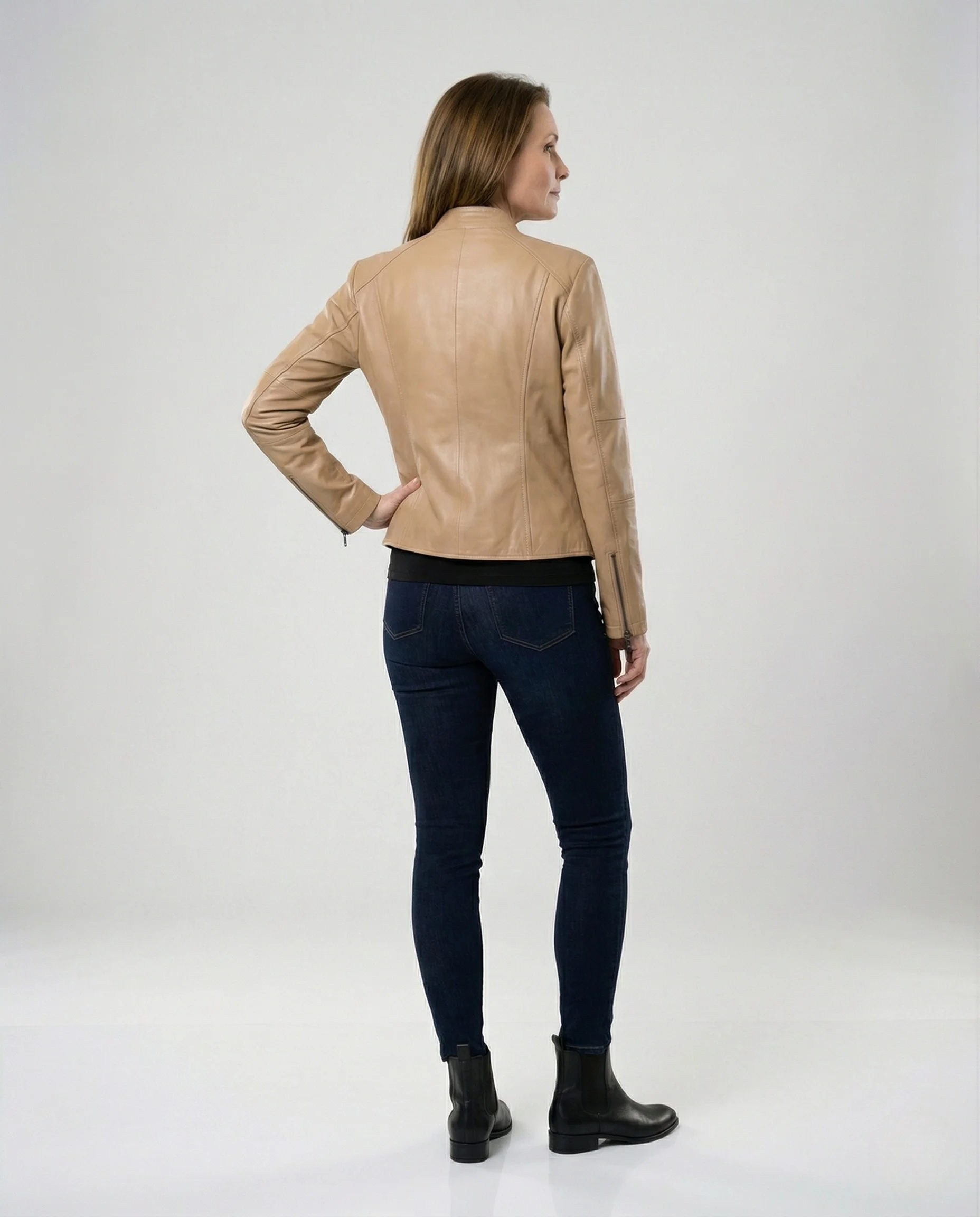 Damen Jacke Lederoptik tailliert - Image 4