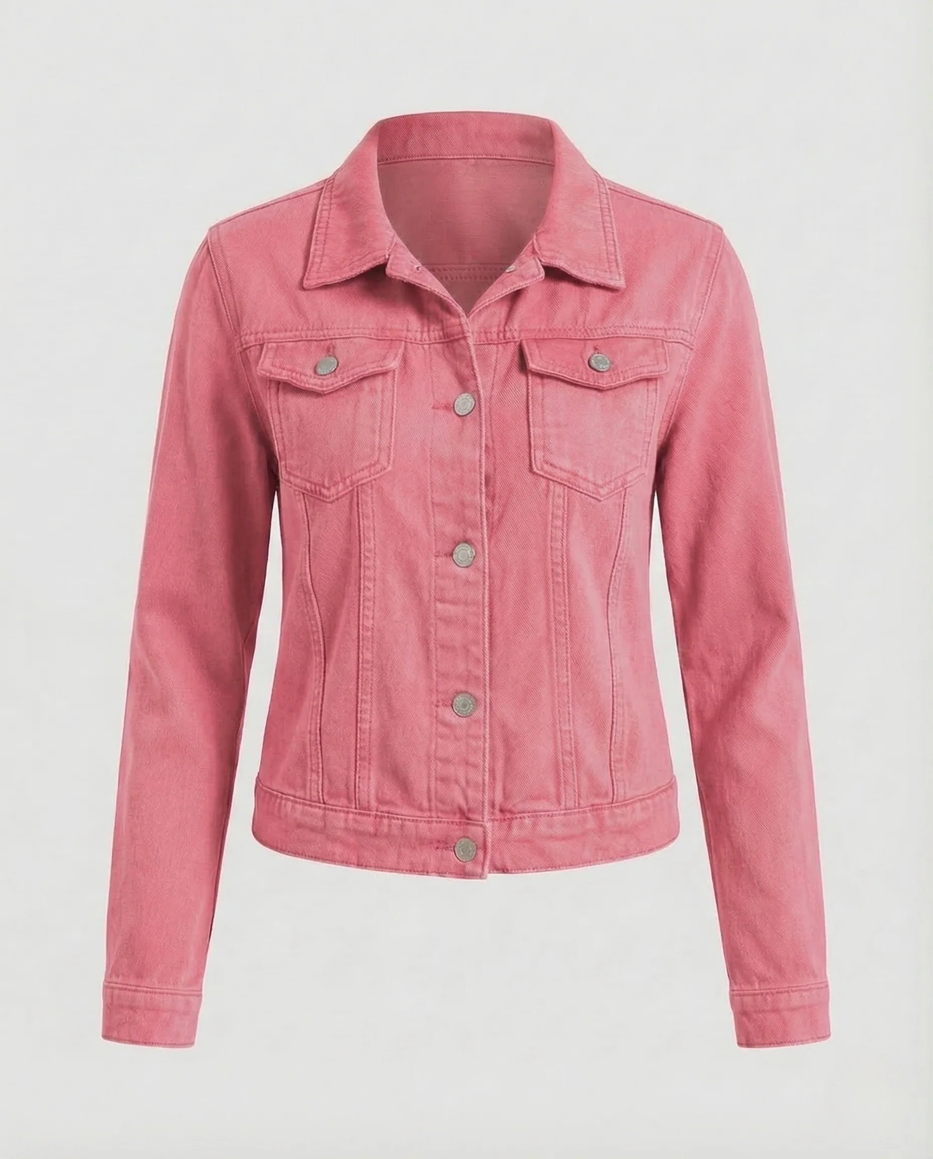 Damen Jeansjacke Tailliert Brusttaschen - Image 6
