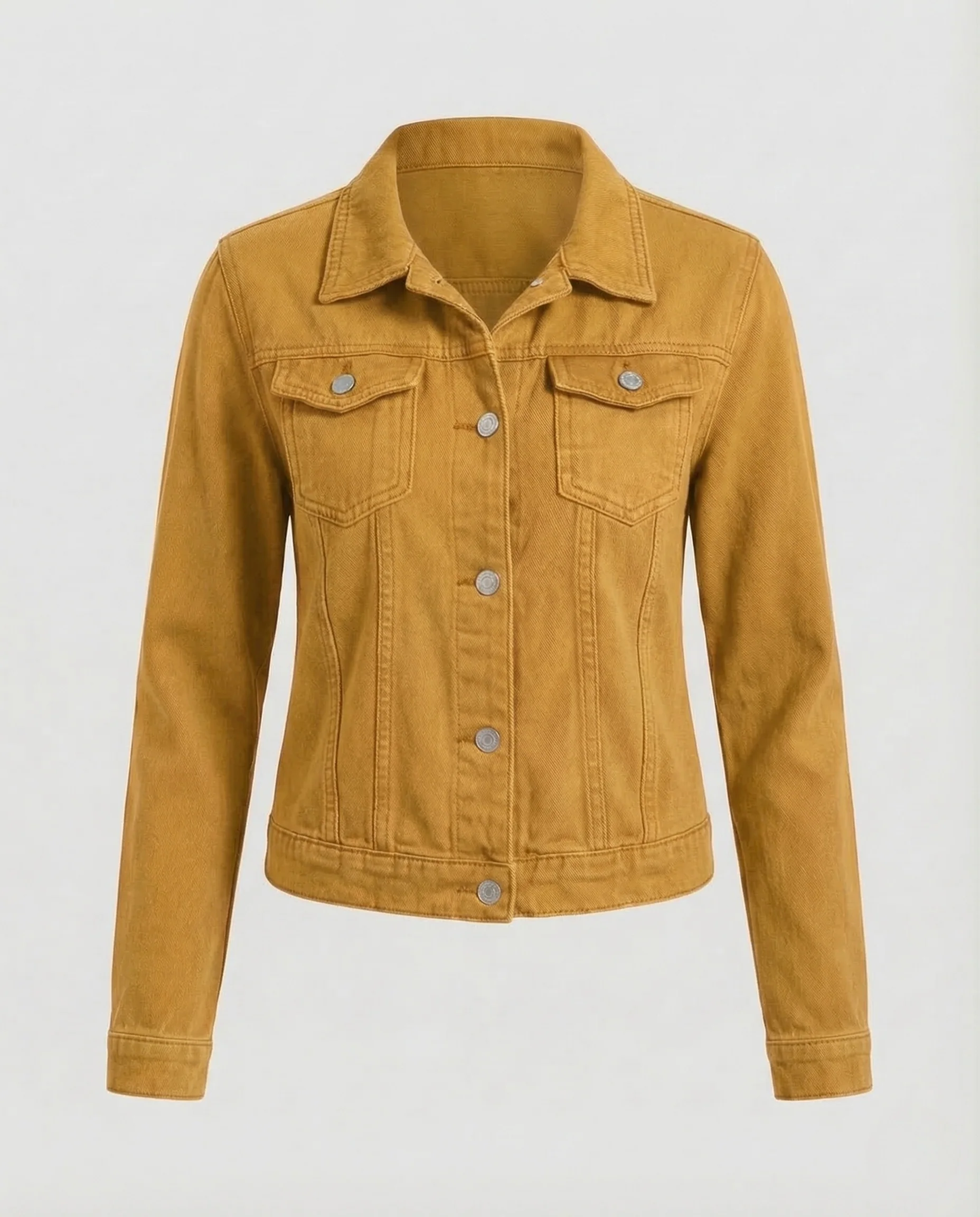 Damen Jeansjacke Tailliert Brusttaschen - Image 9