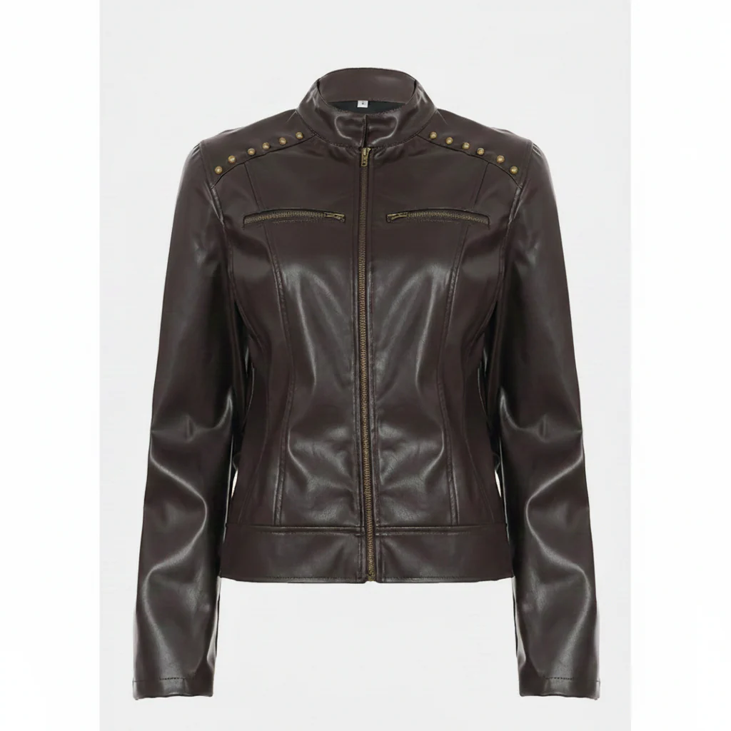 Damen Lederjacke Schwarz mit Nieten - Image 5