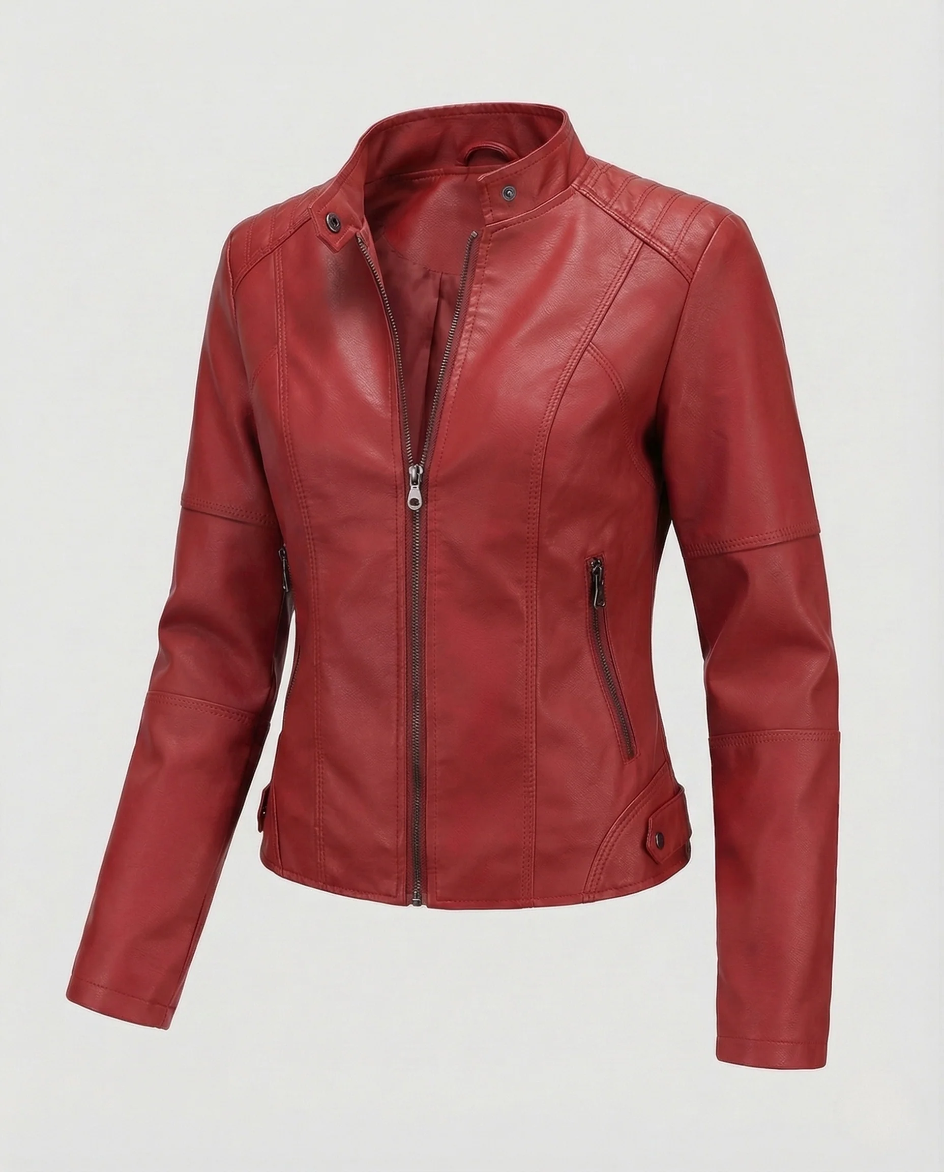 Damen Kunstlederjacke Tailliert - Image 10