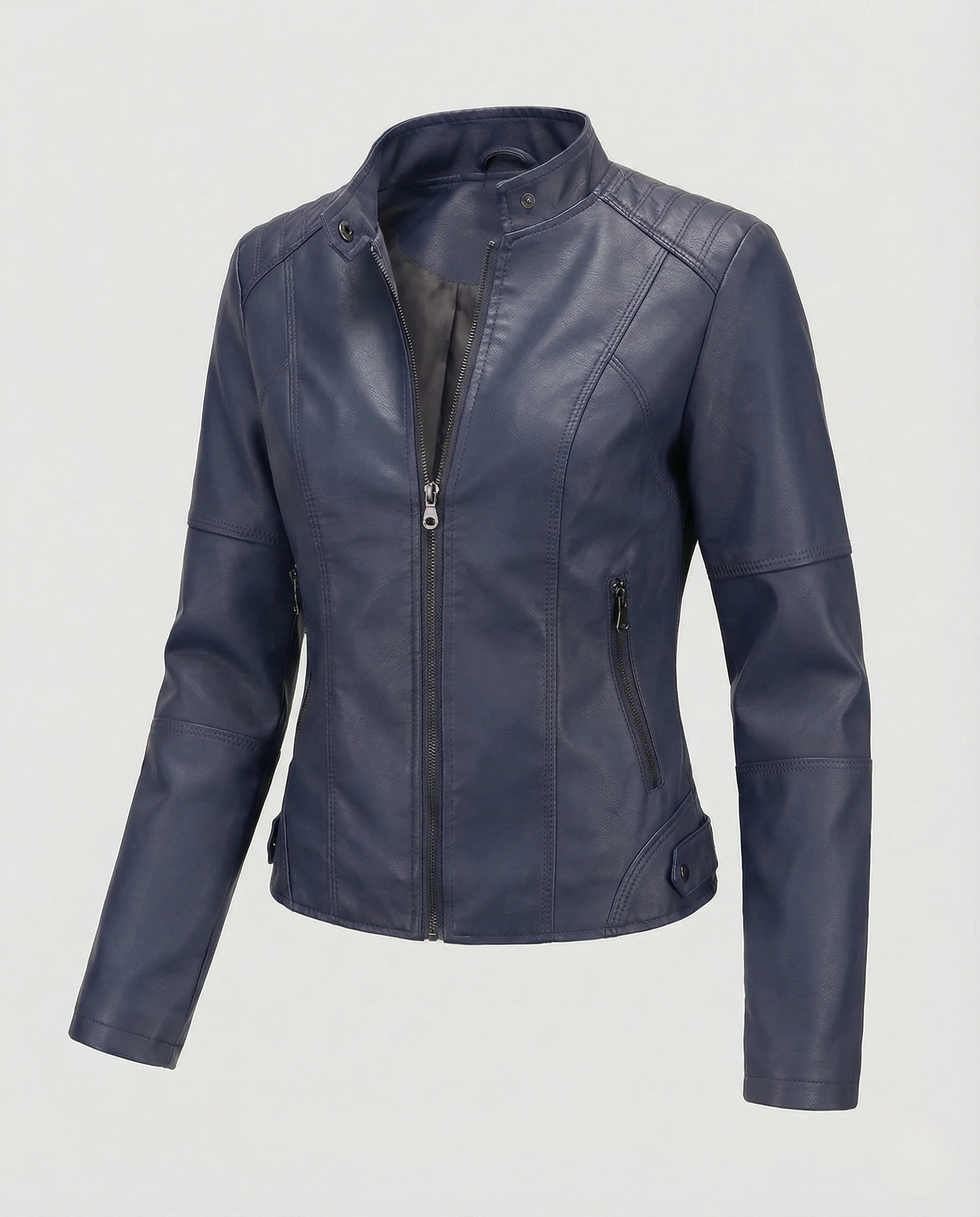 Damen Kunstlederjacke Tailliert - Image 11