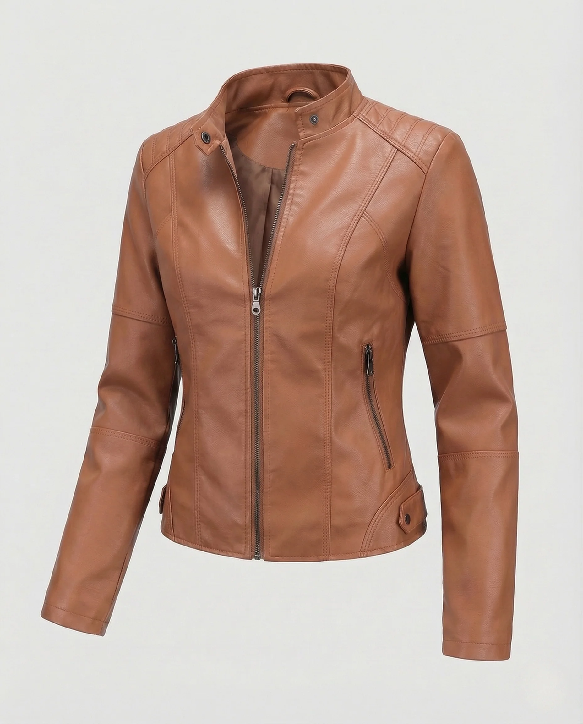 Damen Kunstlederjacke Tailliert - Image 13