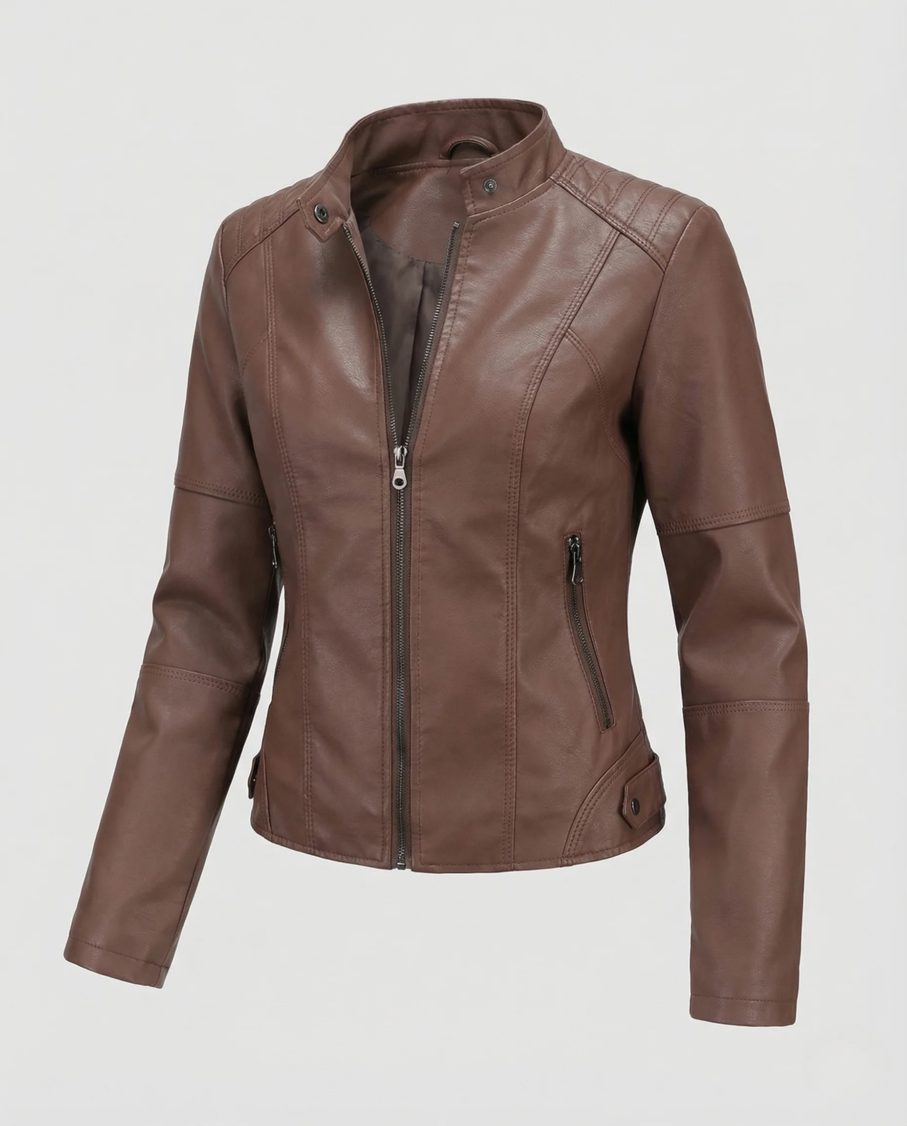 Damen Kunstlederjacke Tailliert - Image 5