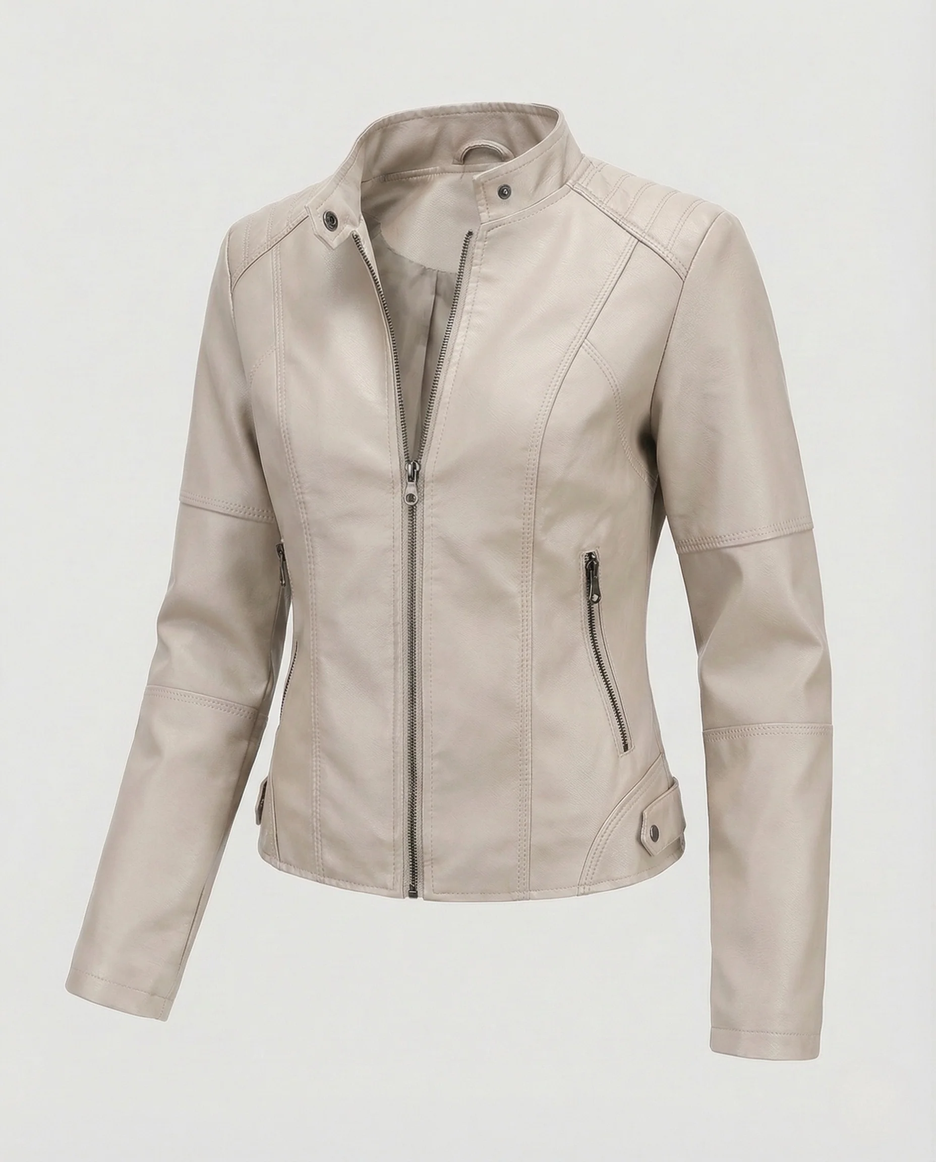 Damen Kunstlederjacke Tailliert - Image 7