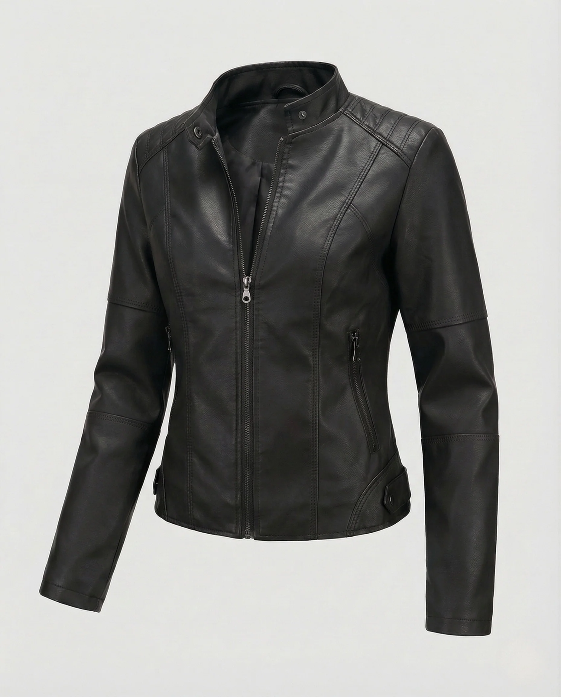 Damen Kunstlederjacke Tailliert - Image 8