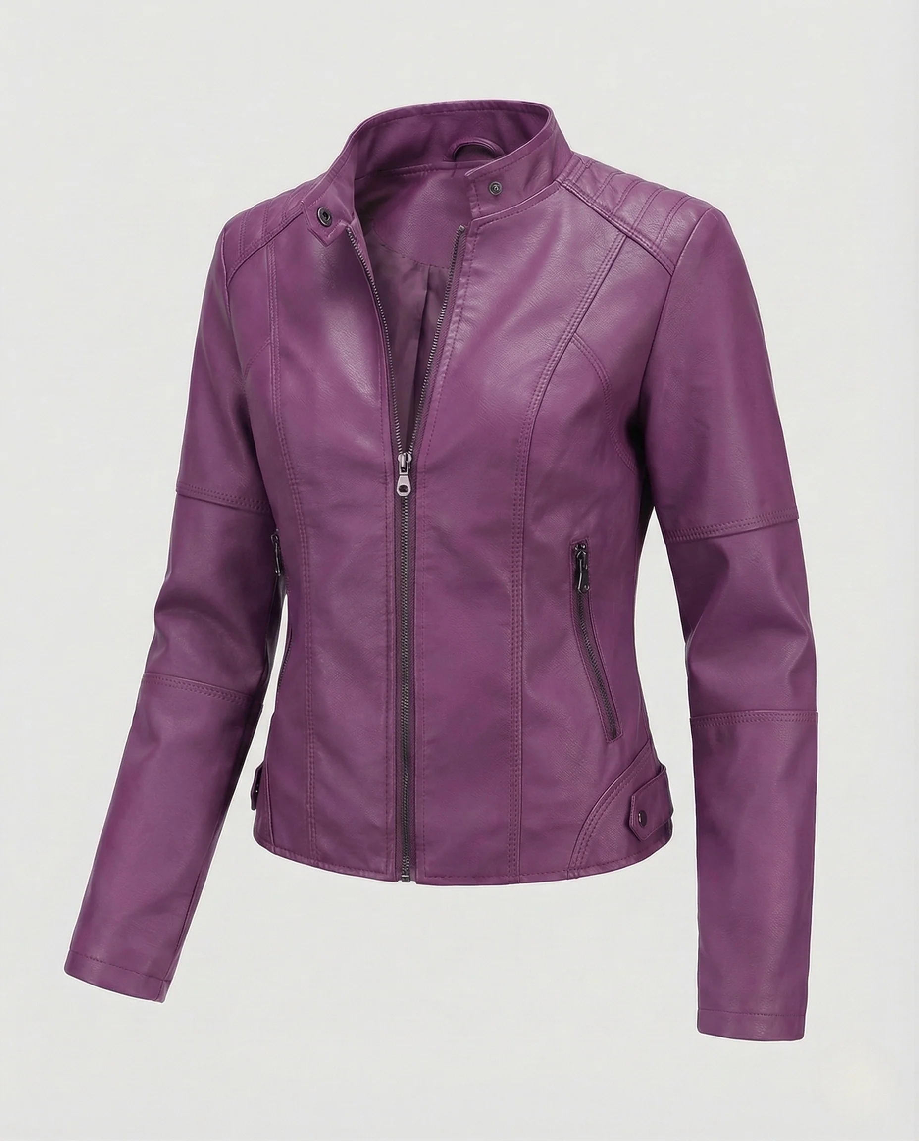 Damen Kunstlederjacke Tailliert - Image 9
