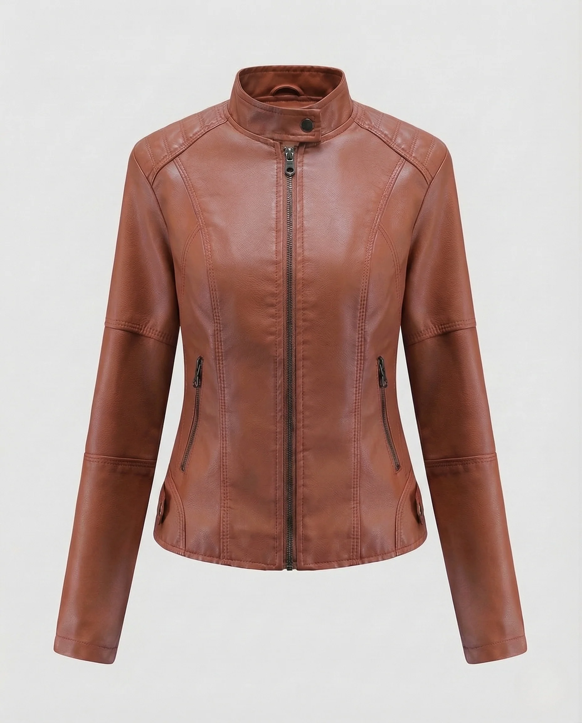 Damen Kunstlederjacke tailliert mit Stehkragen - Image 12
