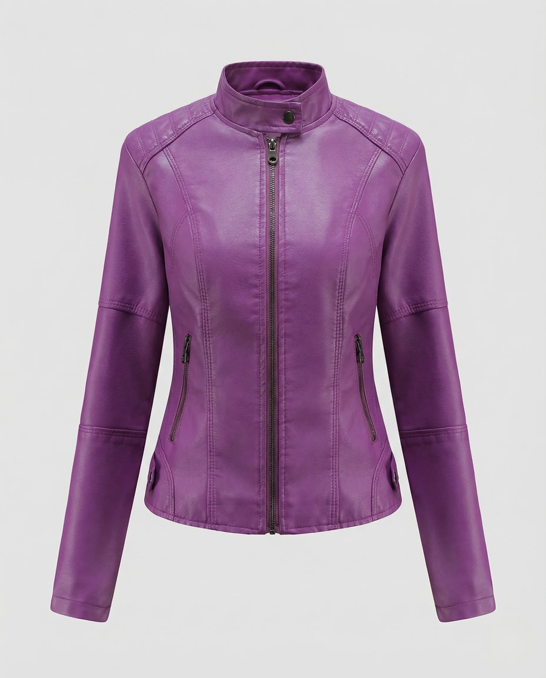 Damen Kunstlederjacke tailliert mit Stehkragen - Image 5
