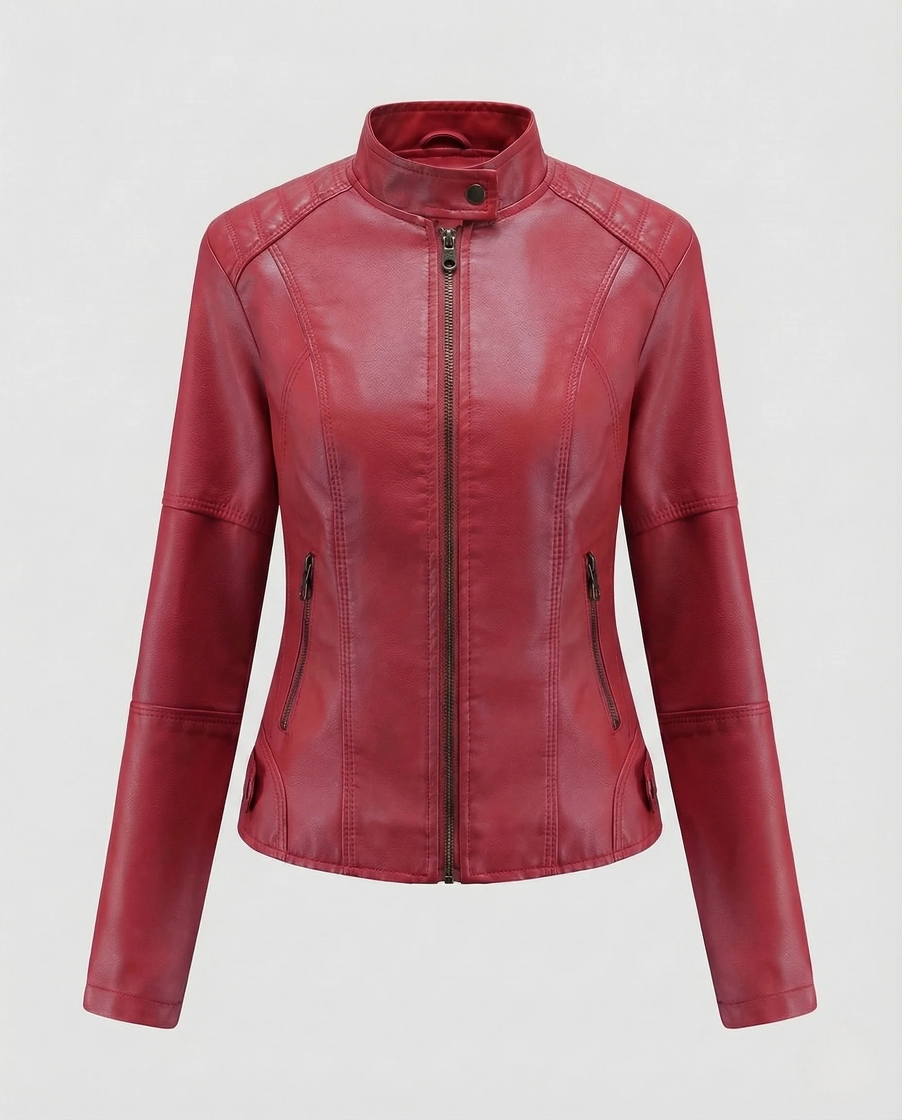 Damen Kunstlederjacke tailliert mit Stehkragen - Image 8